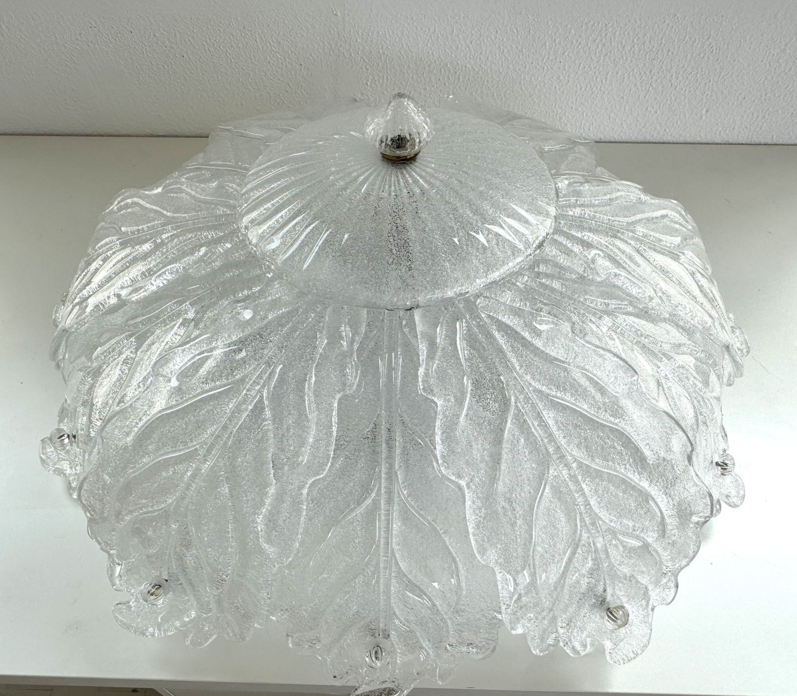 photo vinterior Italian Murano Glass Big Size Flush Mount Chandelier, 1970s