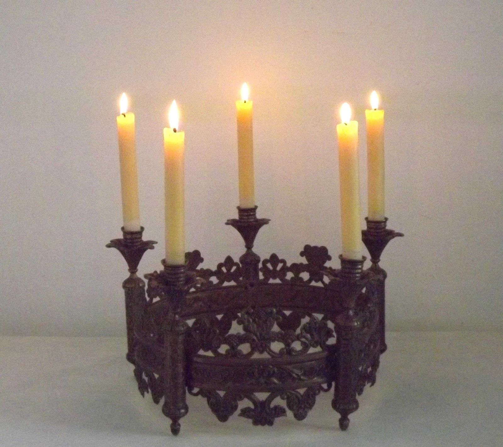 Antique French Bronze Chandelier Candle Centerpiece – Late 1800s Victorian Table Décor   Transformed Candle Centrepiece