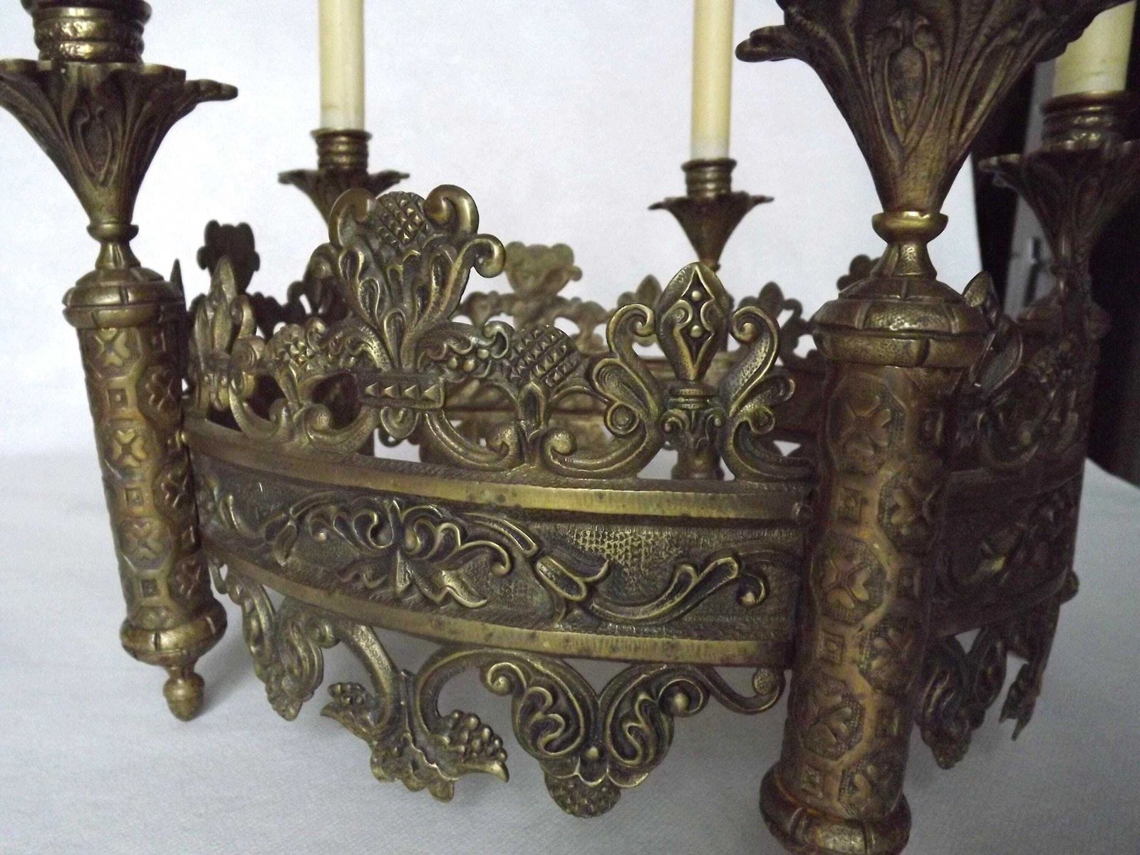 Antique French Bronze Chandelier Candle Centerpiece – Late 1800s Victorian Table Décor   Transformed Candle Centrepiece photo Home Decor