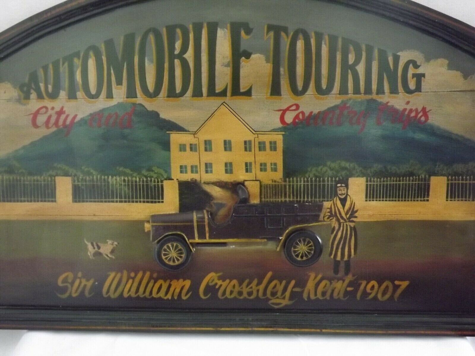 Large Rustic Vintage Wooden 3 D Advertising Sign Automobile Touring   Vintage Advertising Plaque. Sir William Crossley. Kent  1907. photo buy