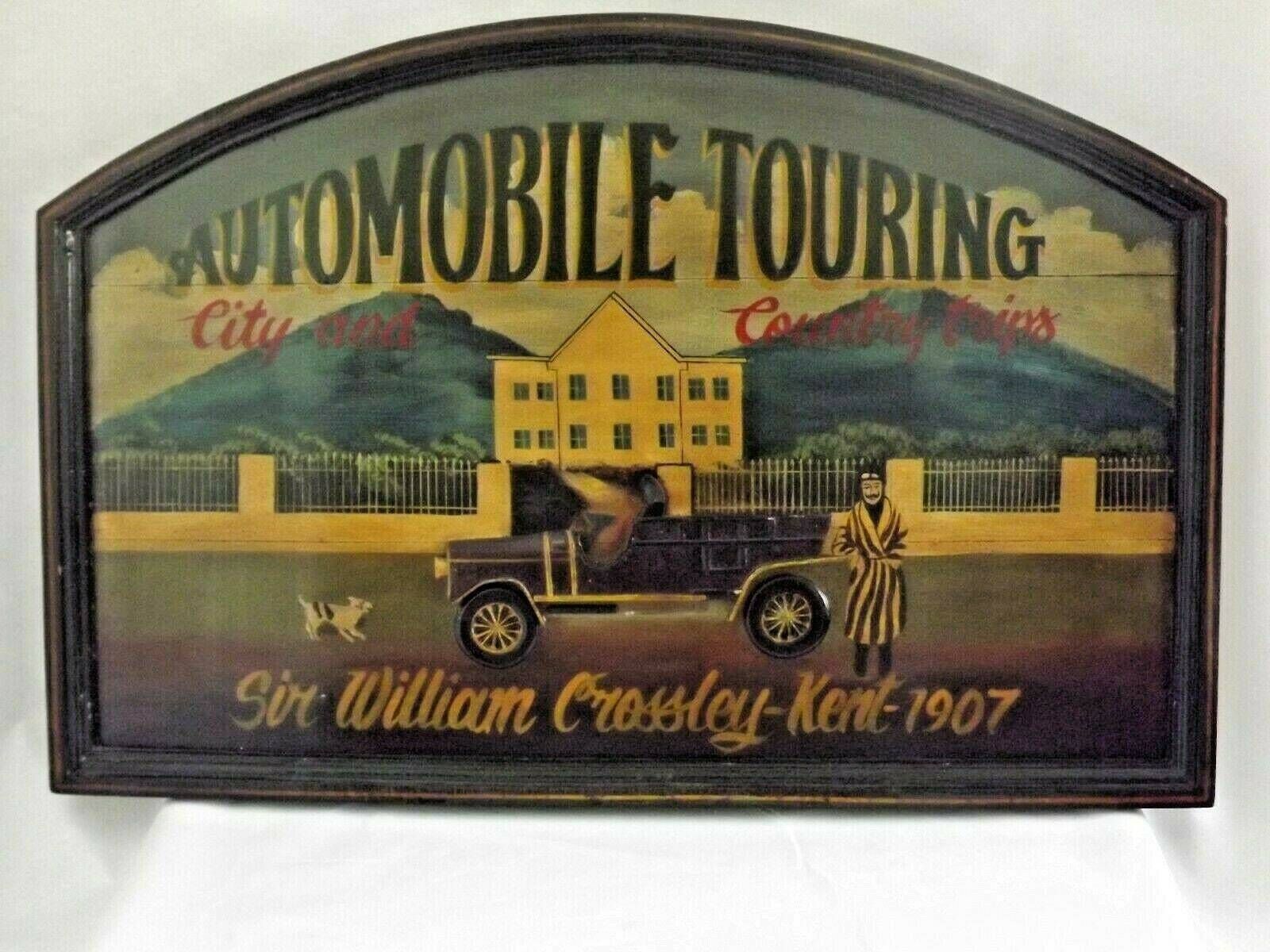 Large Rustic Vintage Wooden 3 D Advertising Sign Automobile Touring   Vintage Advertising Plaque. Sir William Crossley. Kent  1907. photo vintage