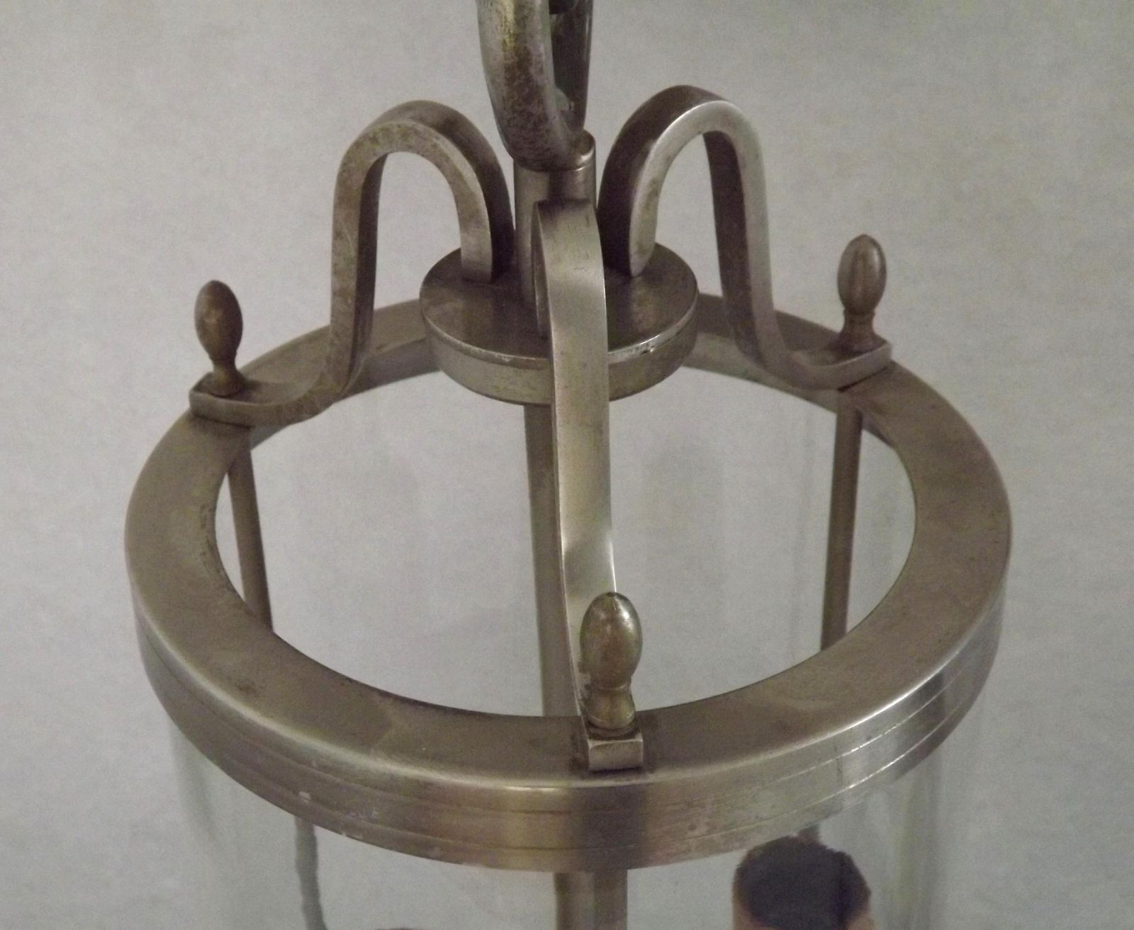 Large Pair French Silver Gilded Brass Lantern Wall Lights With Cylindrical Shades   French Vintage Lighting.Pair Lantern Wall Sconces. photo vintage