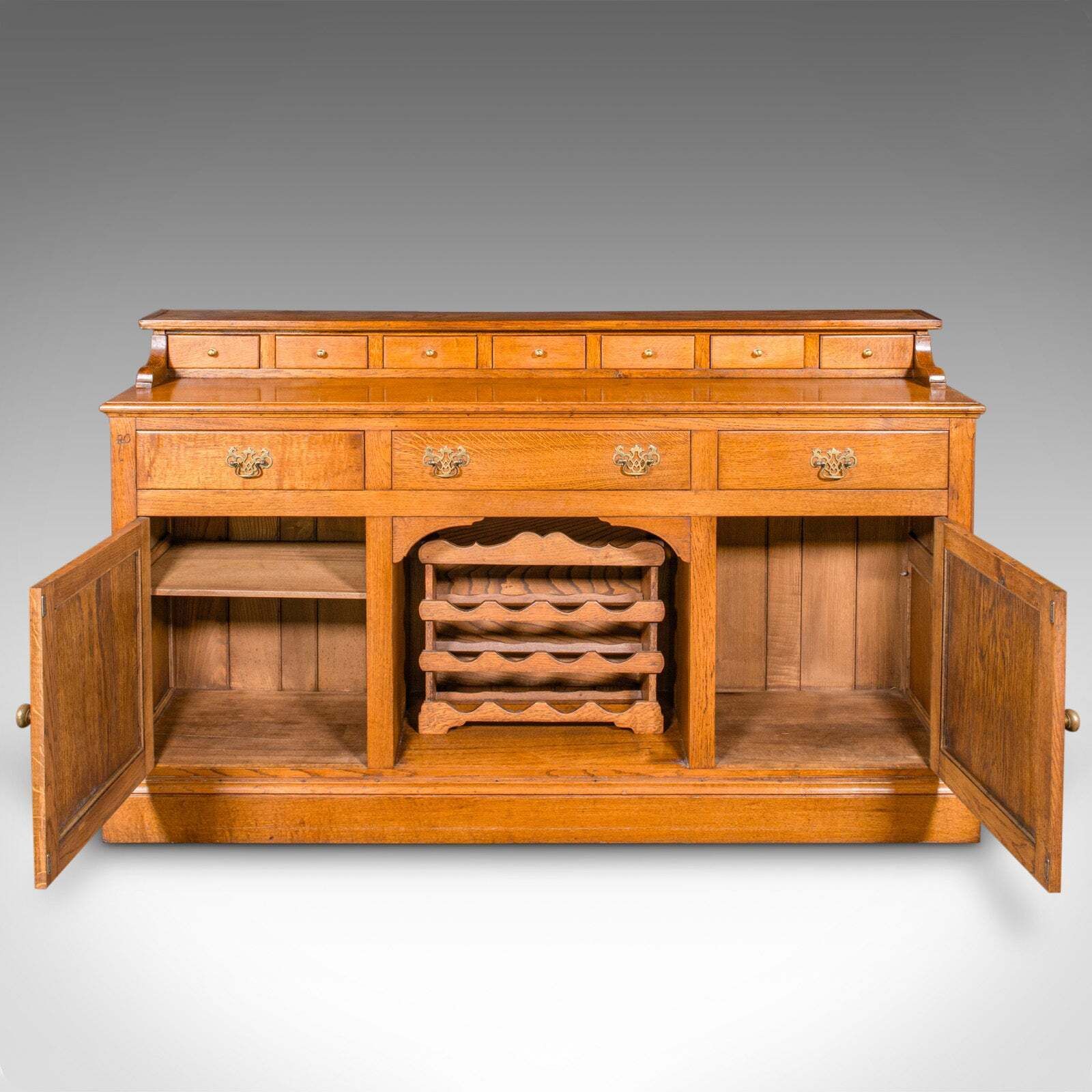 Large Antique Dresser Base, English Oak, Sideboard, Buffet, Wine Rack, Edwardian photo Furniture