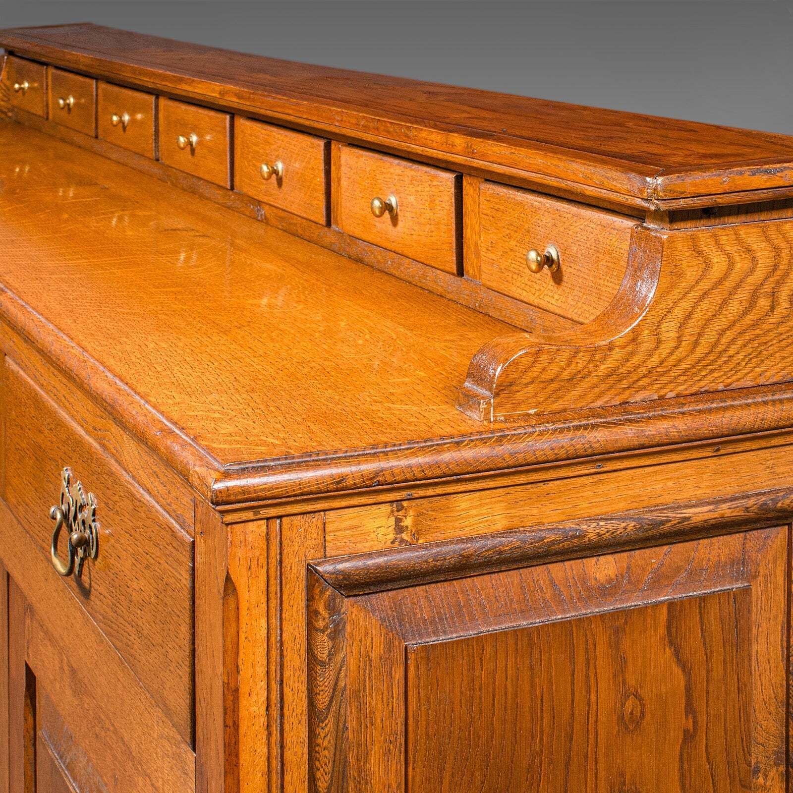 Furniture Large Antique Dresser Base, English Oak, Sideboard, Buffet, Wine Rack, Edwardian photo