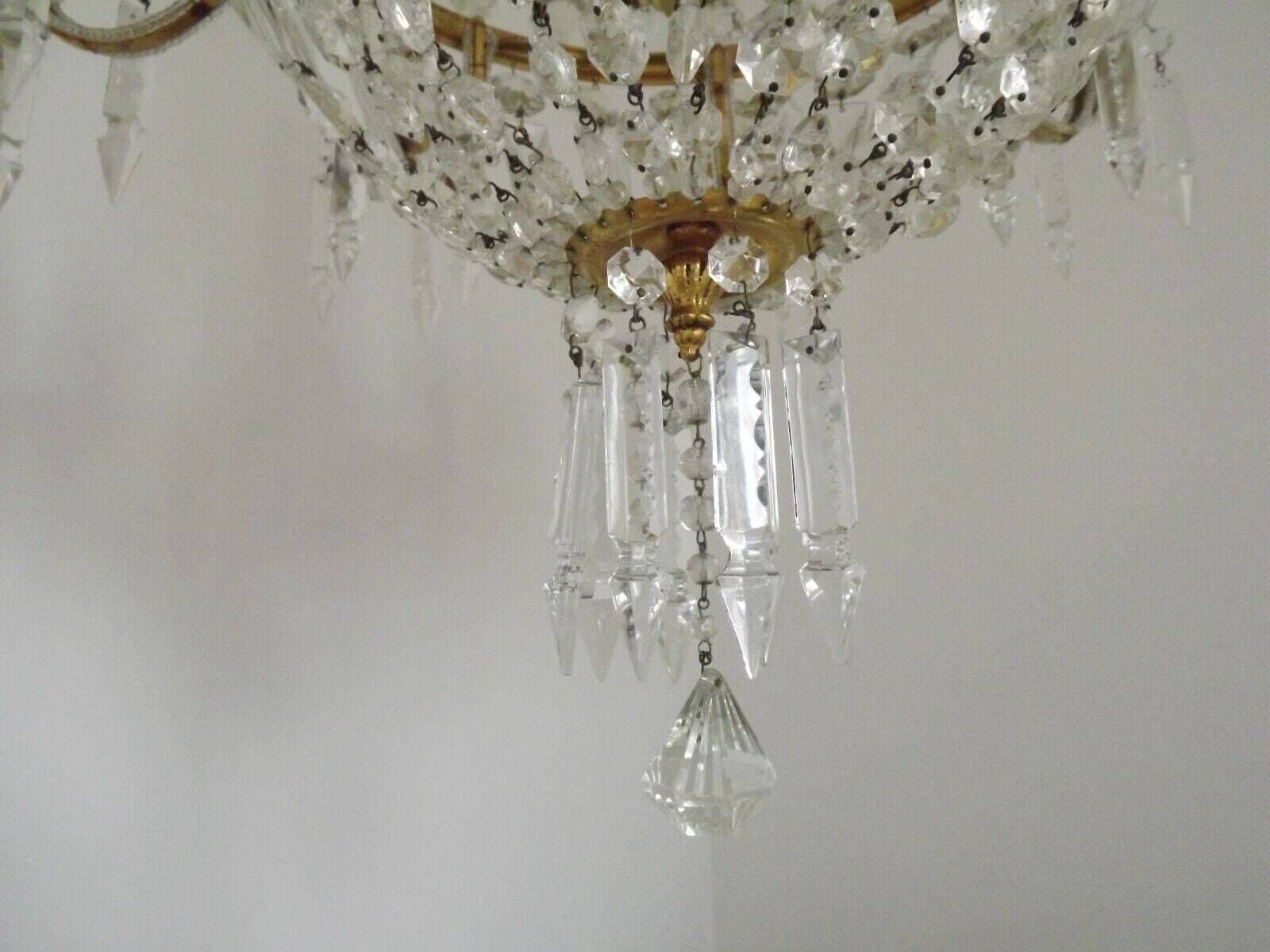 Empire Montgolfier Basket Crystal Chandelier 8 Arm, 12 Light French Antique Lighting. Elegant Crystal Chandelier.Romantic Statement Lighting photo Lighting