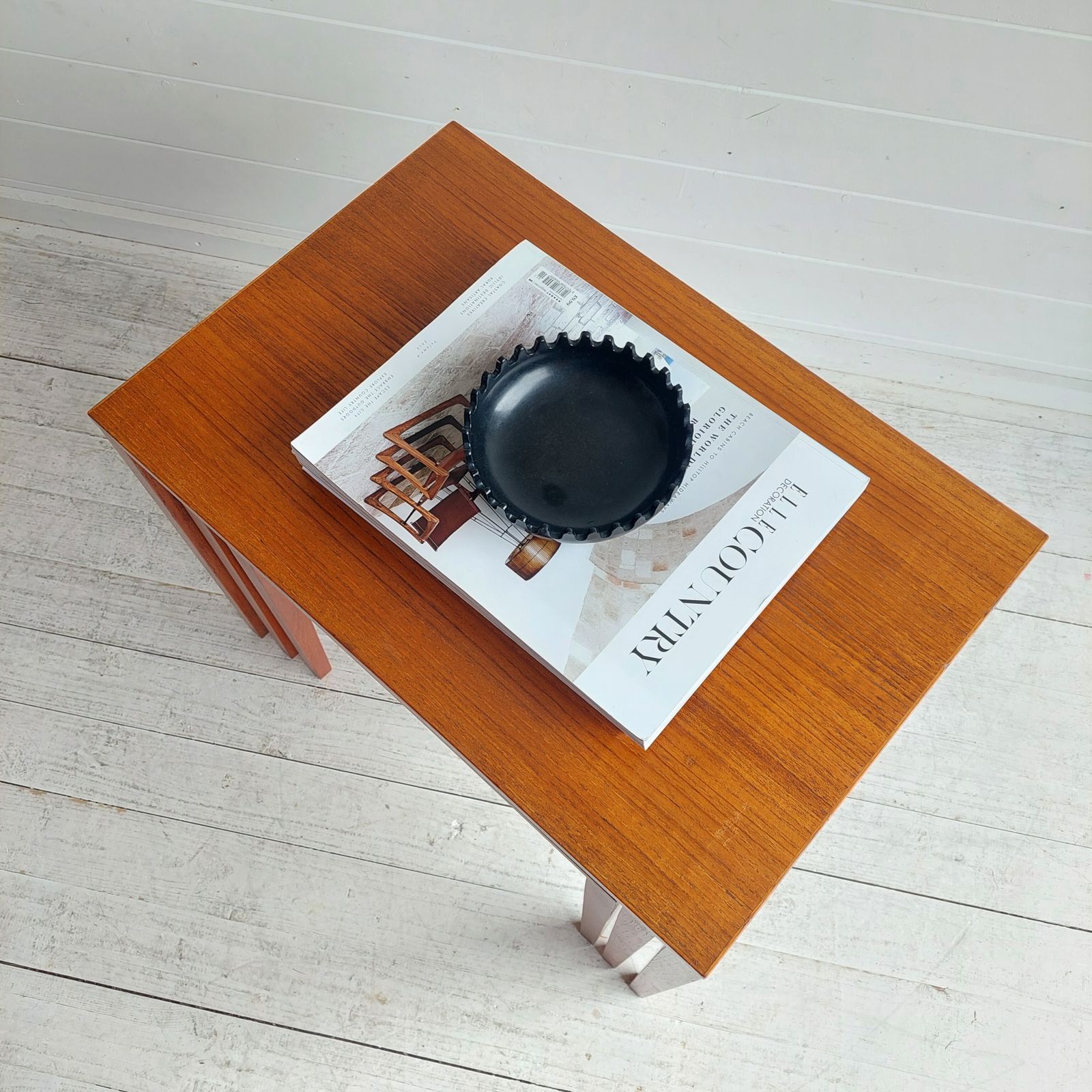 photo vinterior Mid Century Danish Teak Nest Of Tables  Bent Silberg Møbler Style Nesting Side Tables 60s
