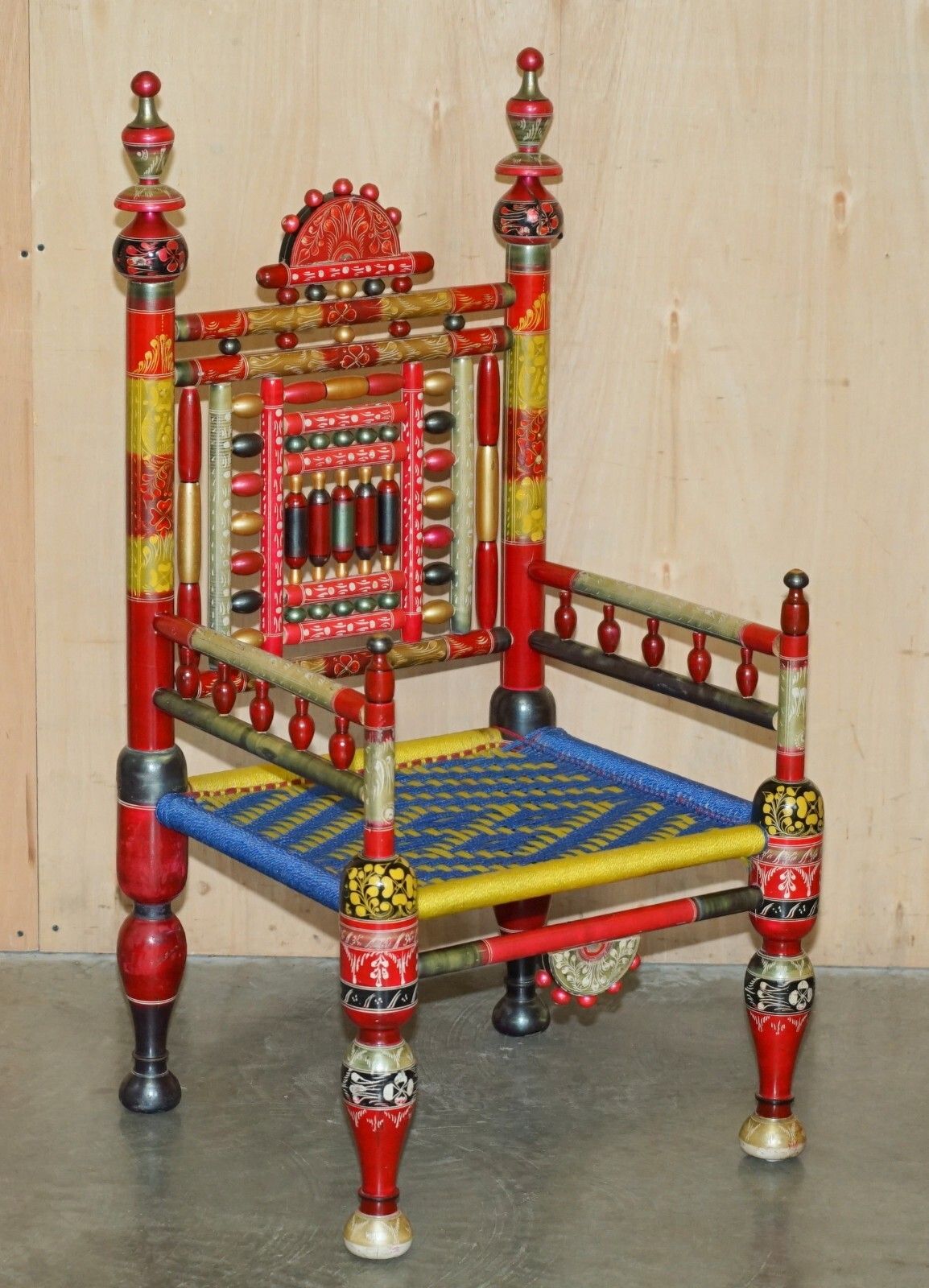 Pair Of Traditional Punjabi Tribal Wedding Chairs From Pakistan In Cedar Wood photo furniture