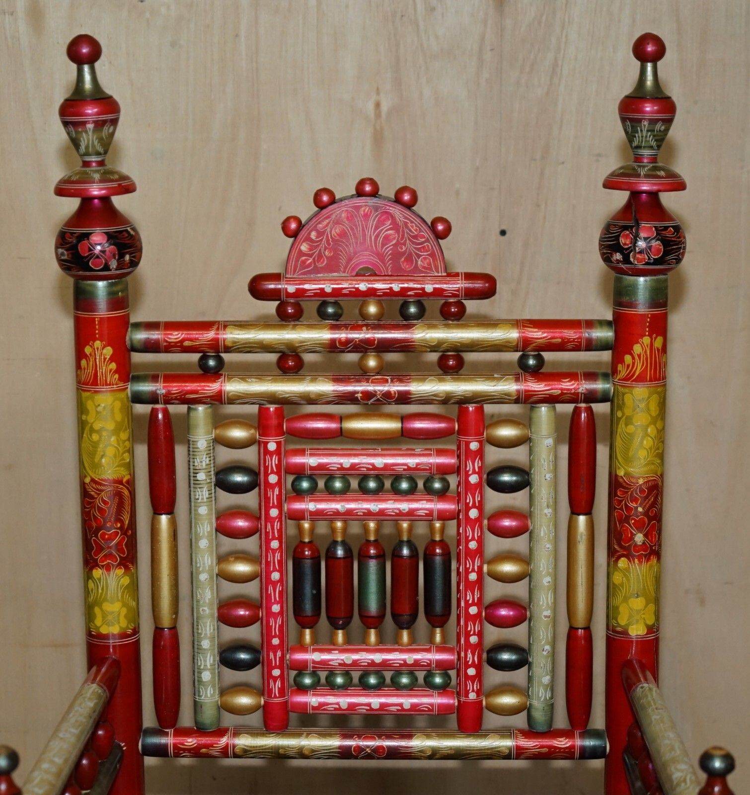 Pair Of Traditional Punjabi Tribal Wedding Chairs From Pakistan In Cedar Wood photo Furniture