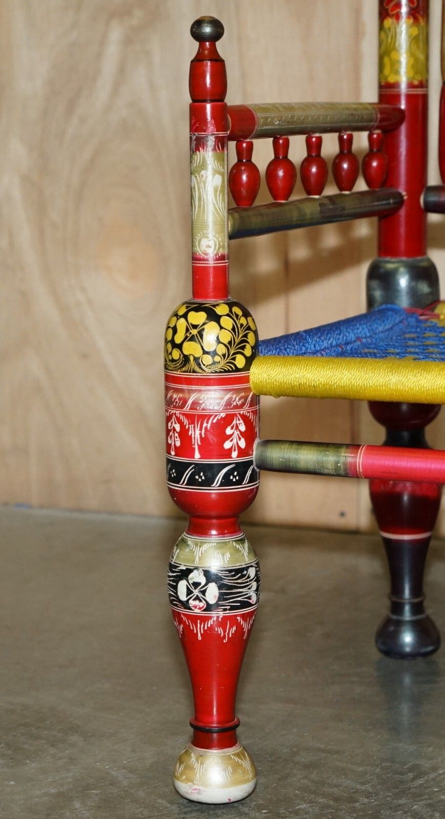Pair Of Traditional Punjabi Tribal Wedding Chairs From Pakistan In Cedar Wood photo vintage