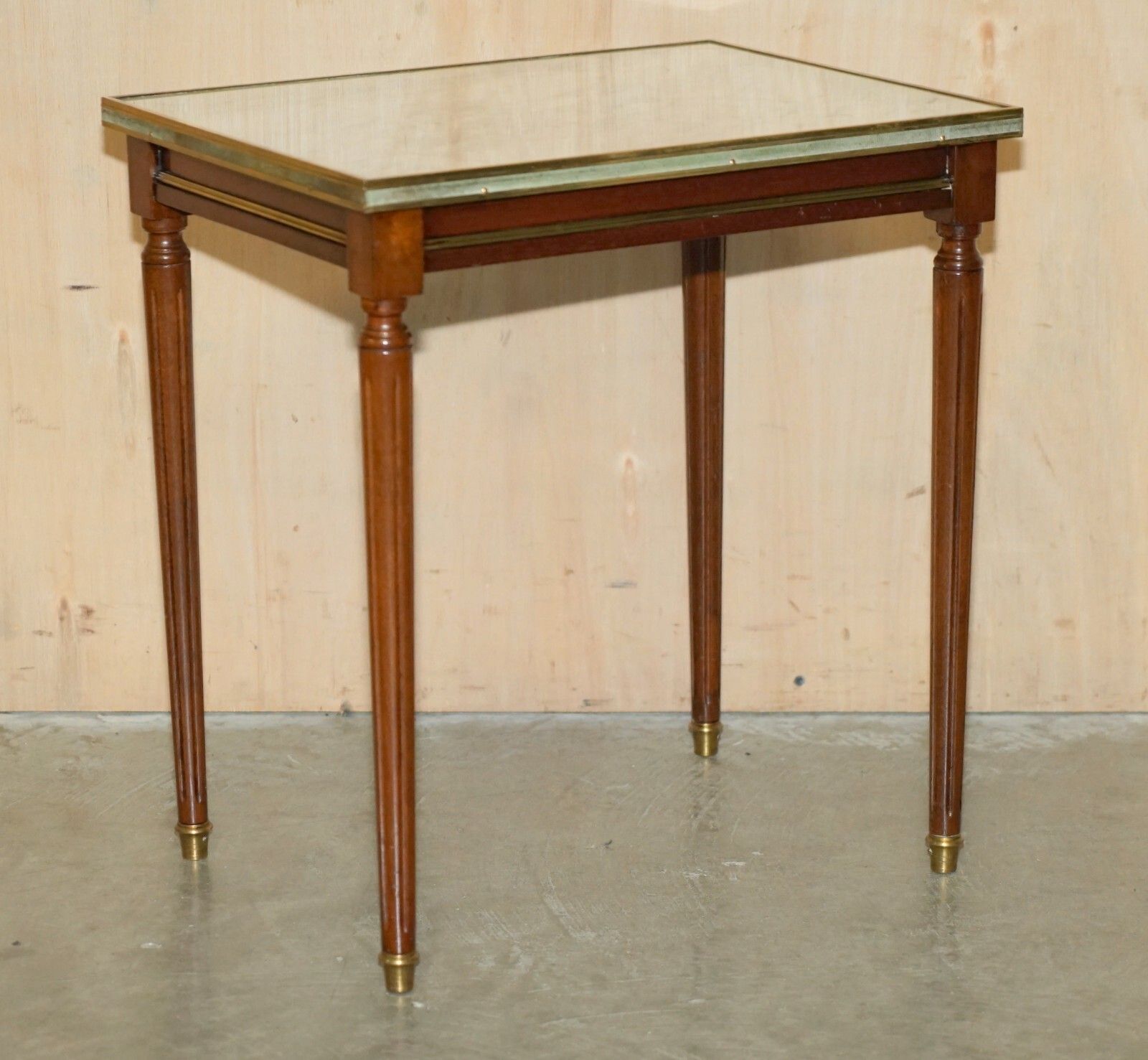 photo buy Vintage Nest Of French Empire Mahogany Italian Carrara Marble & Brass Tables