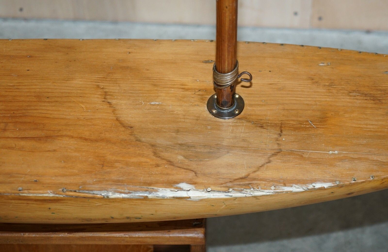 Large Antique Victorian Hand Made In England Pond Yacht With Original Oak Stand photo vintage