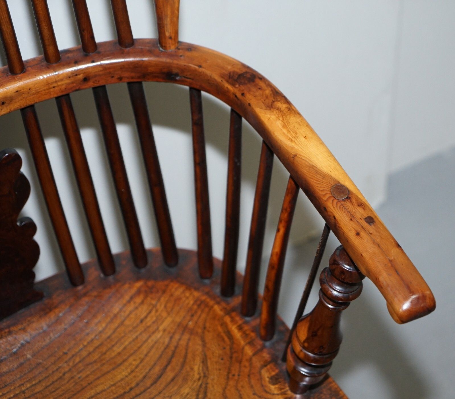 1 Of 6 Burr Yew Wood & Elm Windsor Armchairs Circa 1860 English Country House photo vintage