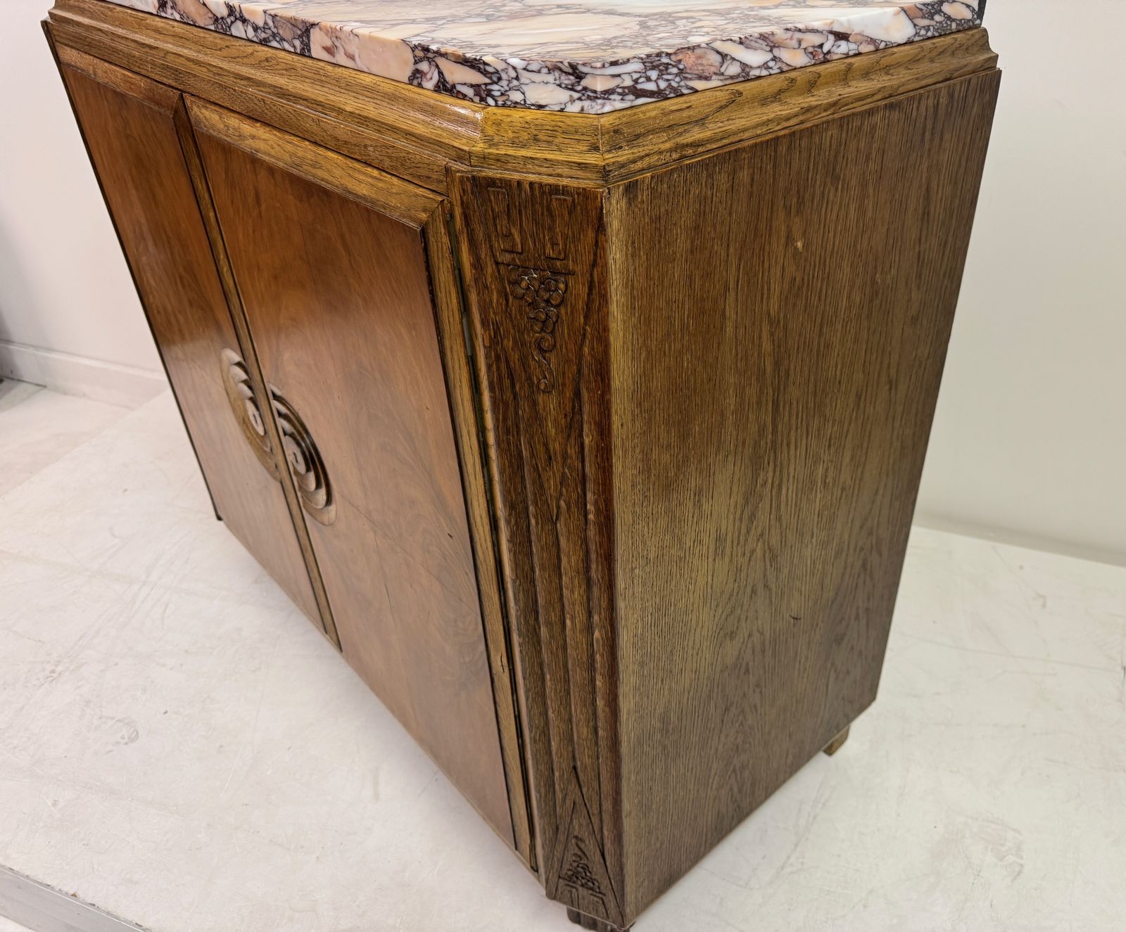 photo vintage Art Deco Cabinet With Marble Top, France, 1930s
