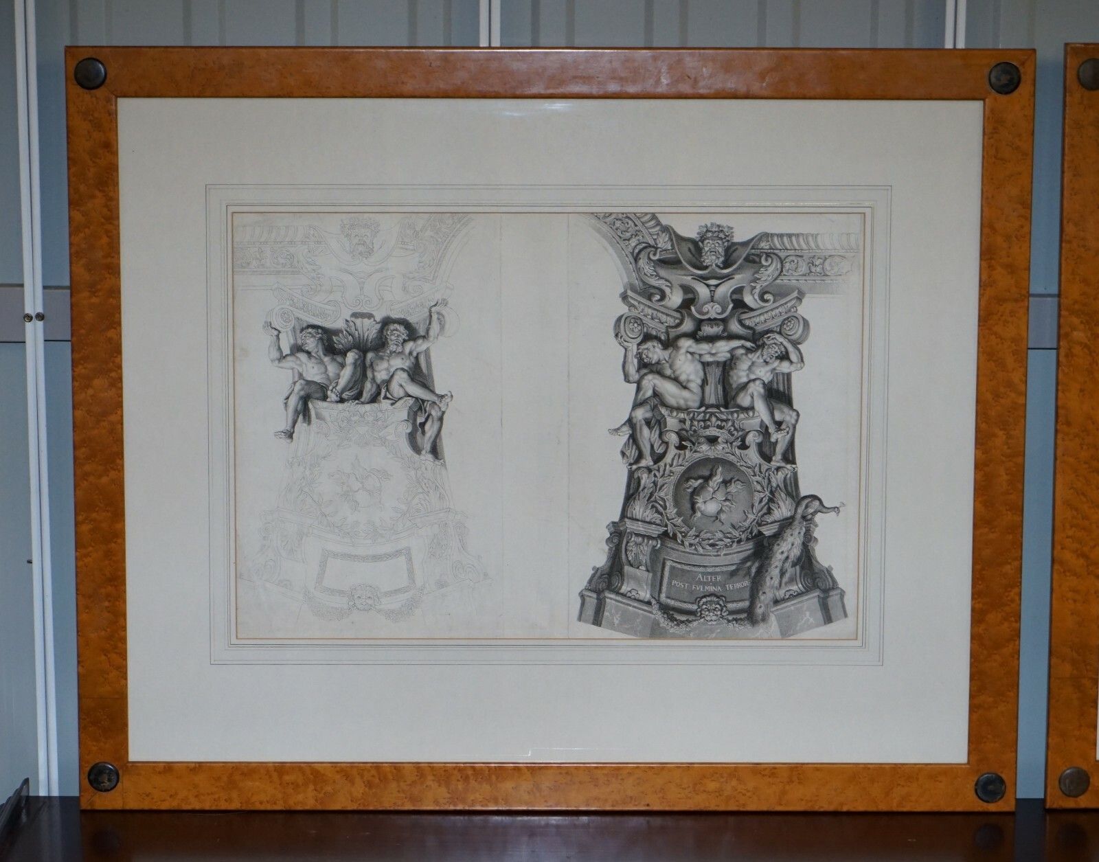 Pair Of Huge Original Circa 1660 Pierre Mignard (1612 1695) Copper Plate Prints photo furniture