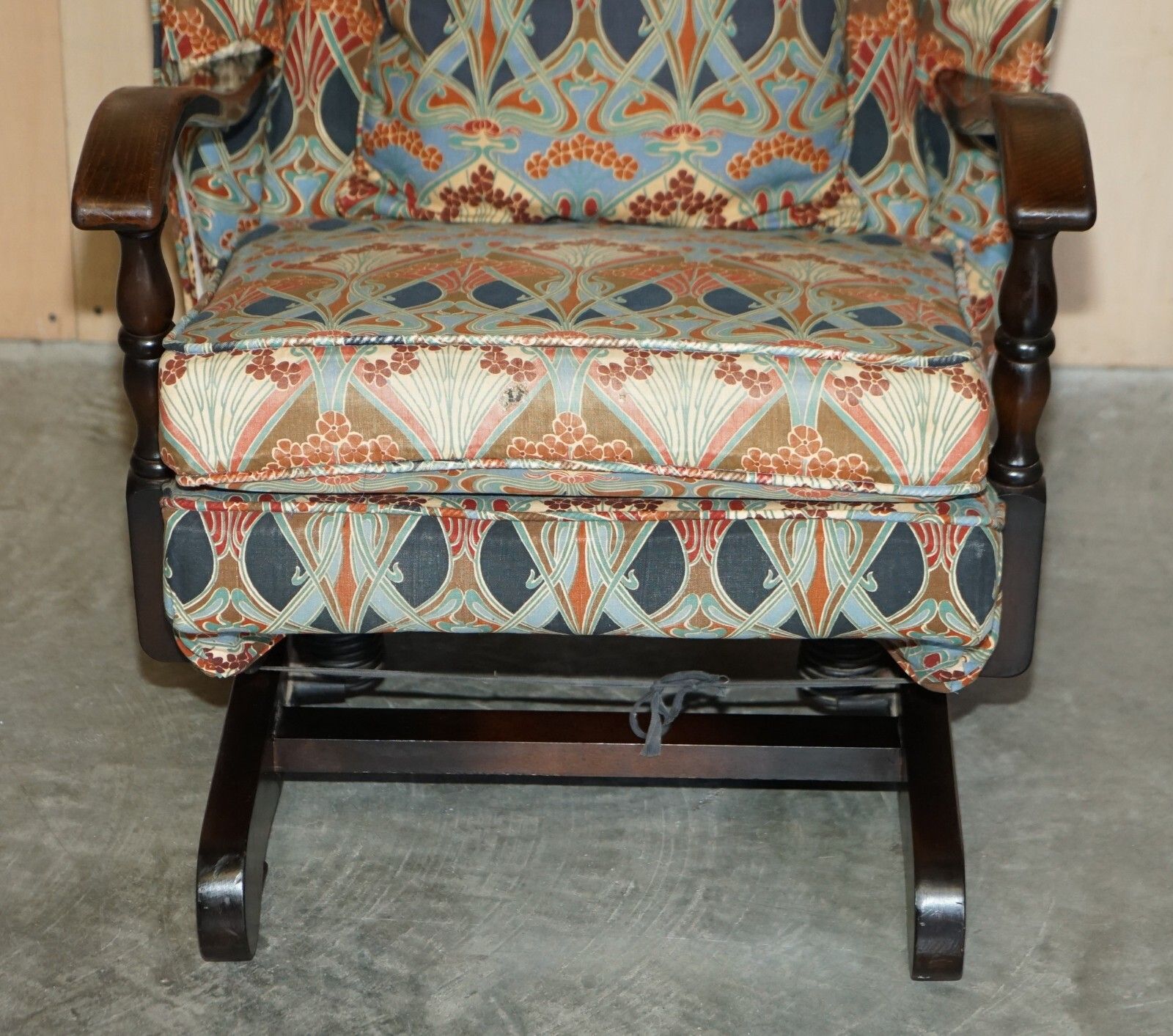 Vintage Circa 1930's English Oak Rocking Armchair With Liberty's London Ianthe photo Furniture