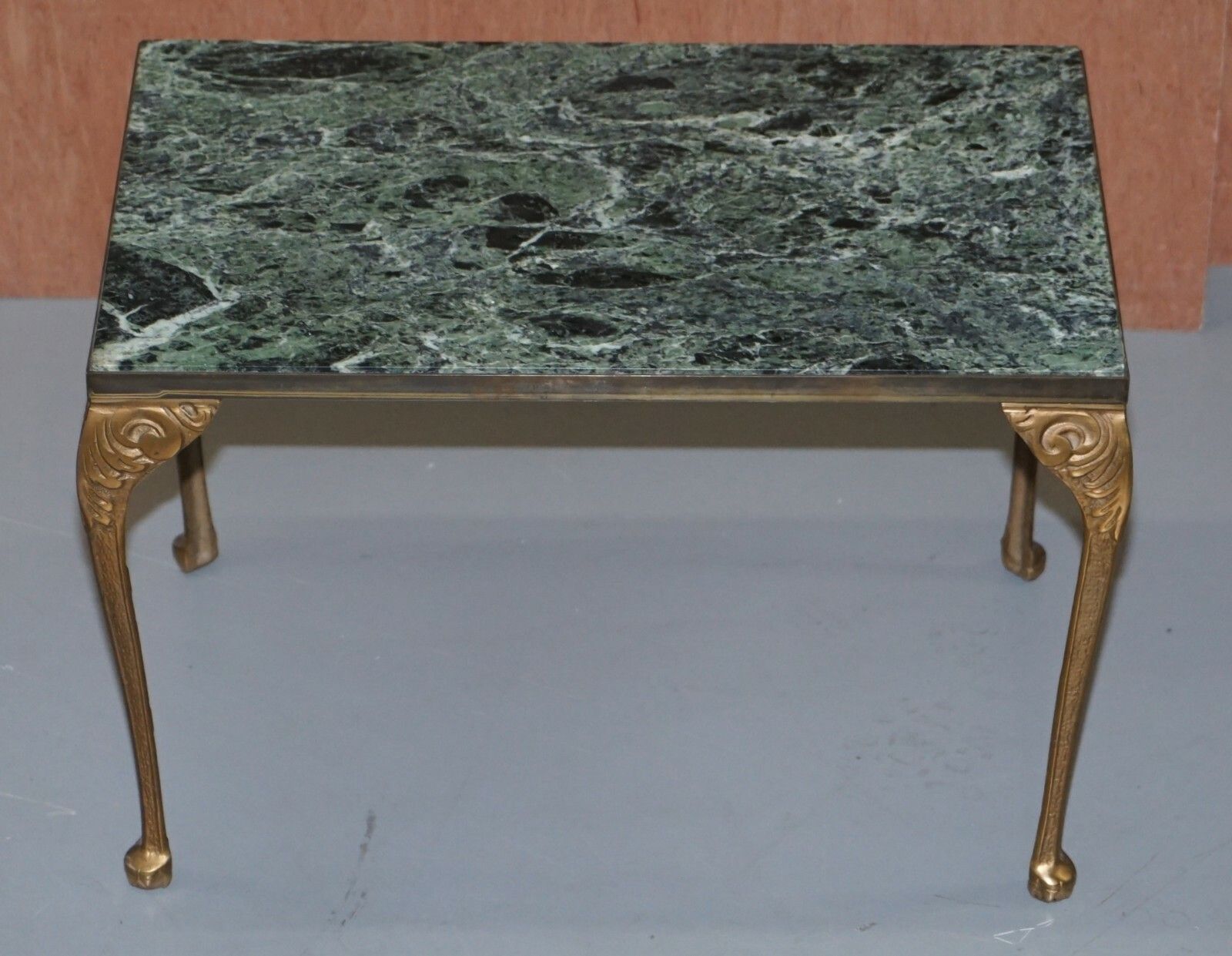Pair Of Circa 1900 Green Marble Top Occasion Side Tables With Bronzed Frames photo for sale