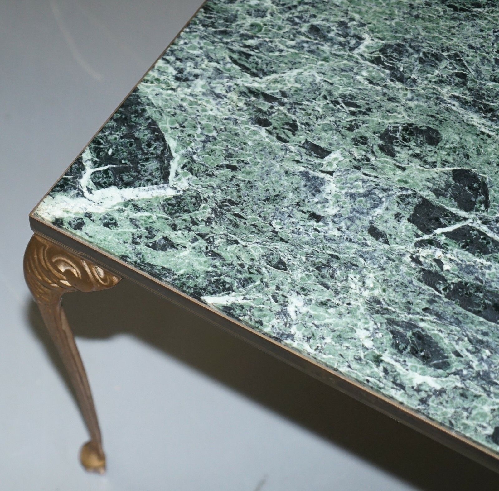 Pair Of Circa 1900 Green Marble Top Occasion Side Tables With Bronzed Frames photo 1850.0