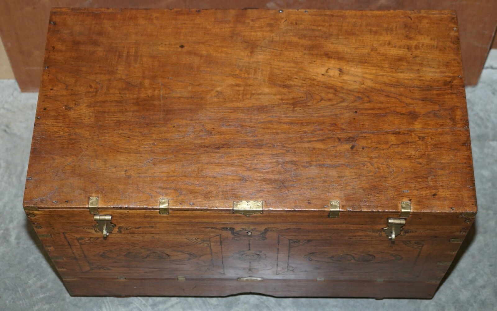 Antique Circa 1900 Indian Teluga Kavidpetti Marriage Dowry Campaign Chest Wheels photo 1750.0