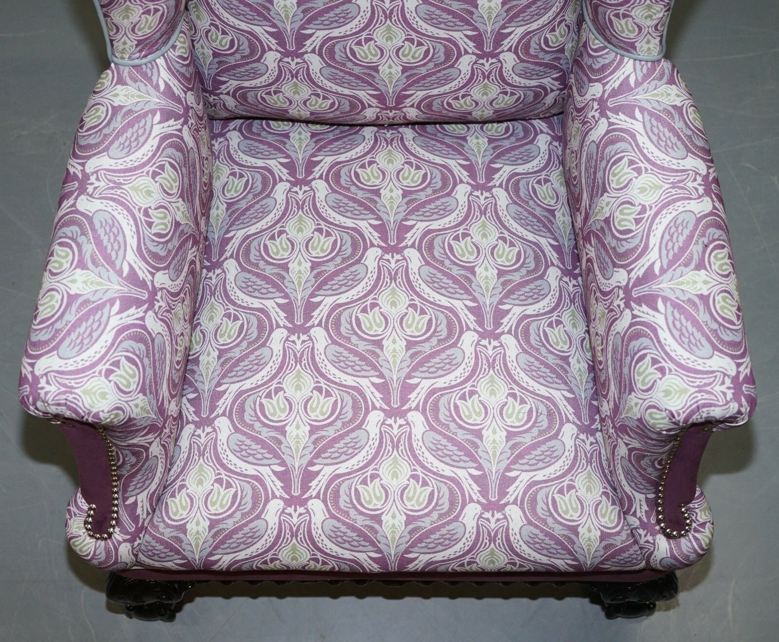 Fully Restored And Reupholstered Victorian Claw & Ball Fee Wingback Armchair photo 1750.0