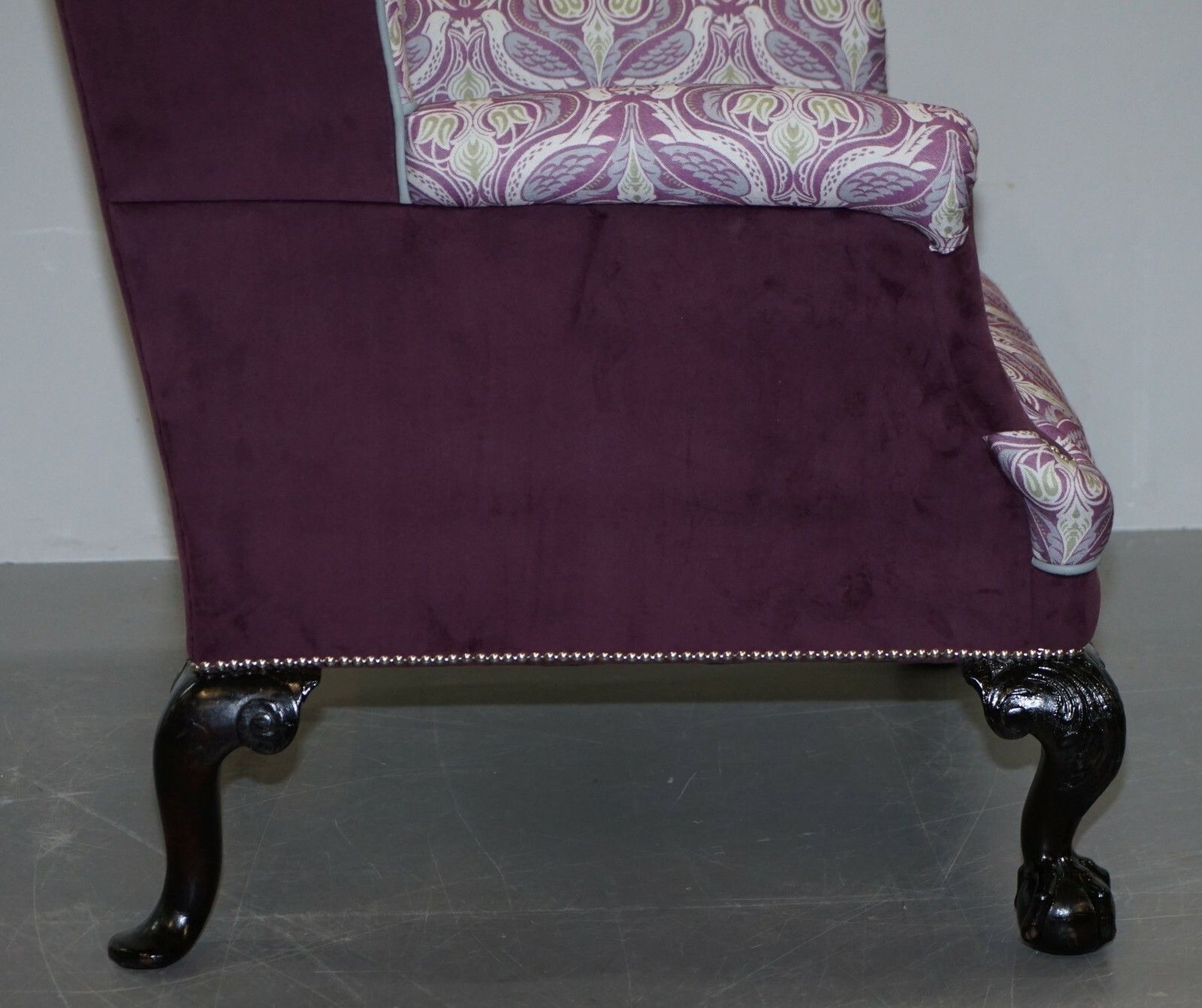 photo for sale Fully Restored And Reupholstered Victorian Claw & Ball Fee Wingback Armchair