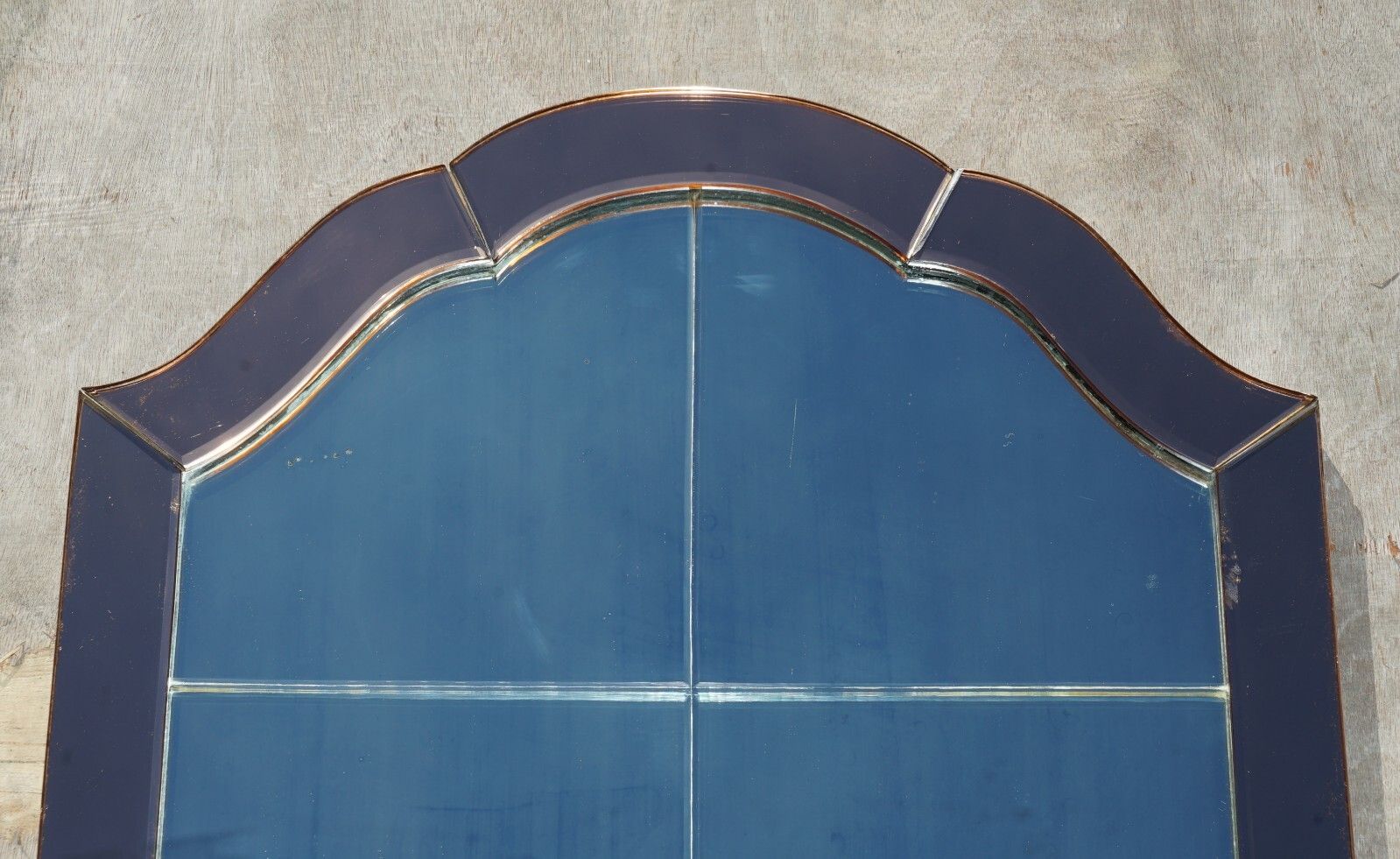 Sublime 1930's Foxed Art Deco Rose Coloured Glass Bevelled Venetian Mirror photo furniture