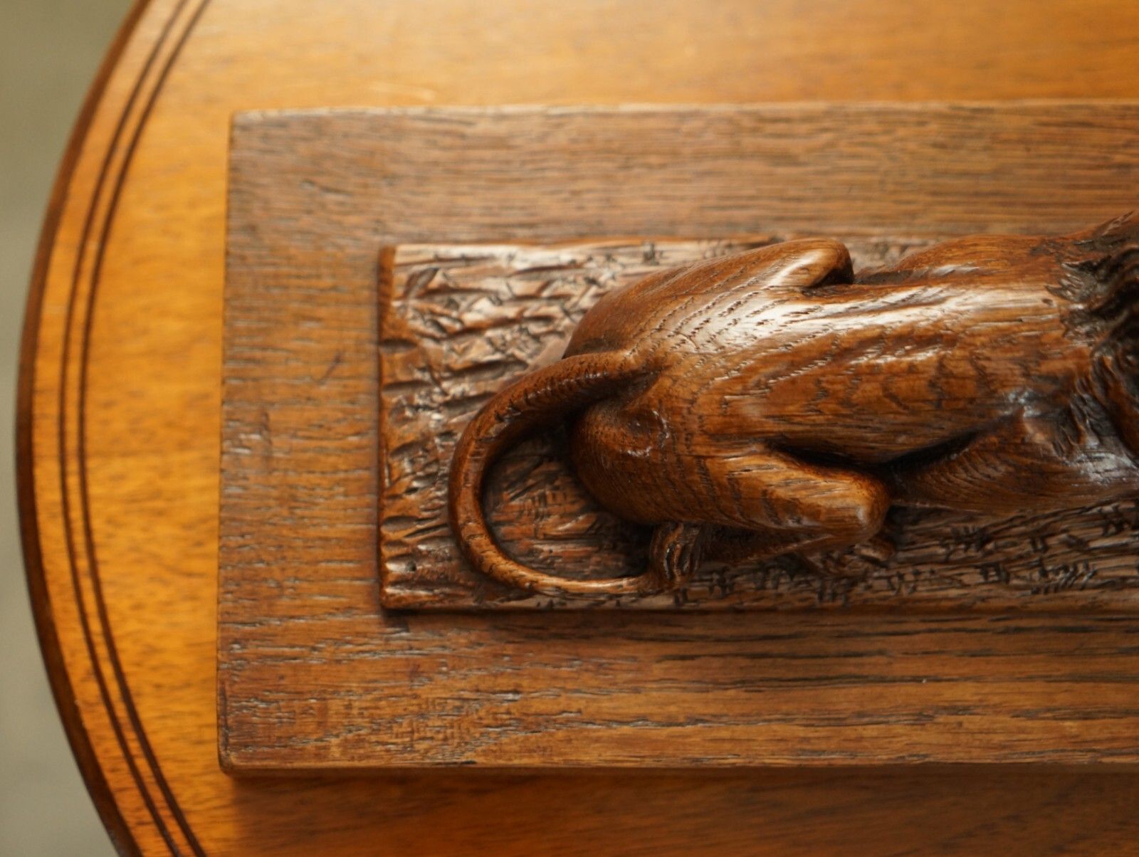 Stunning Antique Circa 1860 Hand Carved English Oak Recumbent Lion Statue photo vinterior