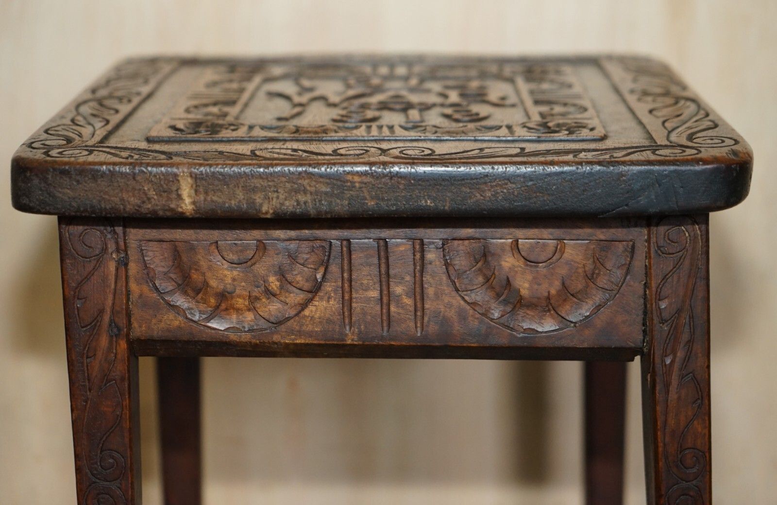 Hand Carved 1914 1919 Wwi Side Table Must See Pictures One Of A Kind Piece photo Furniture