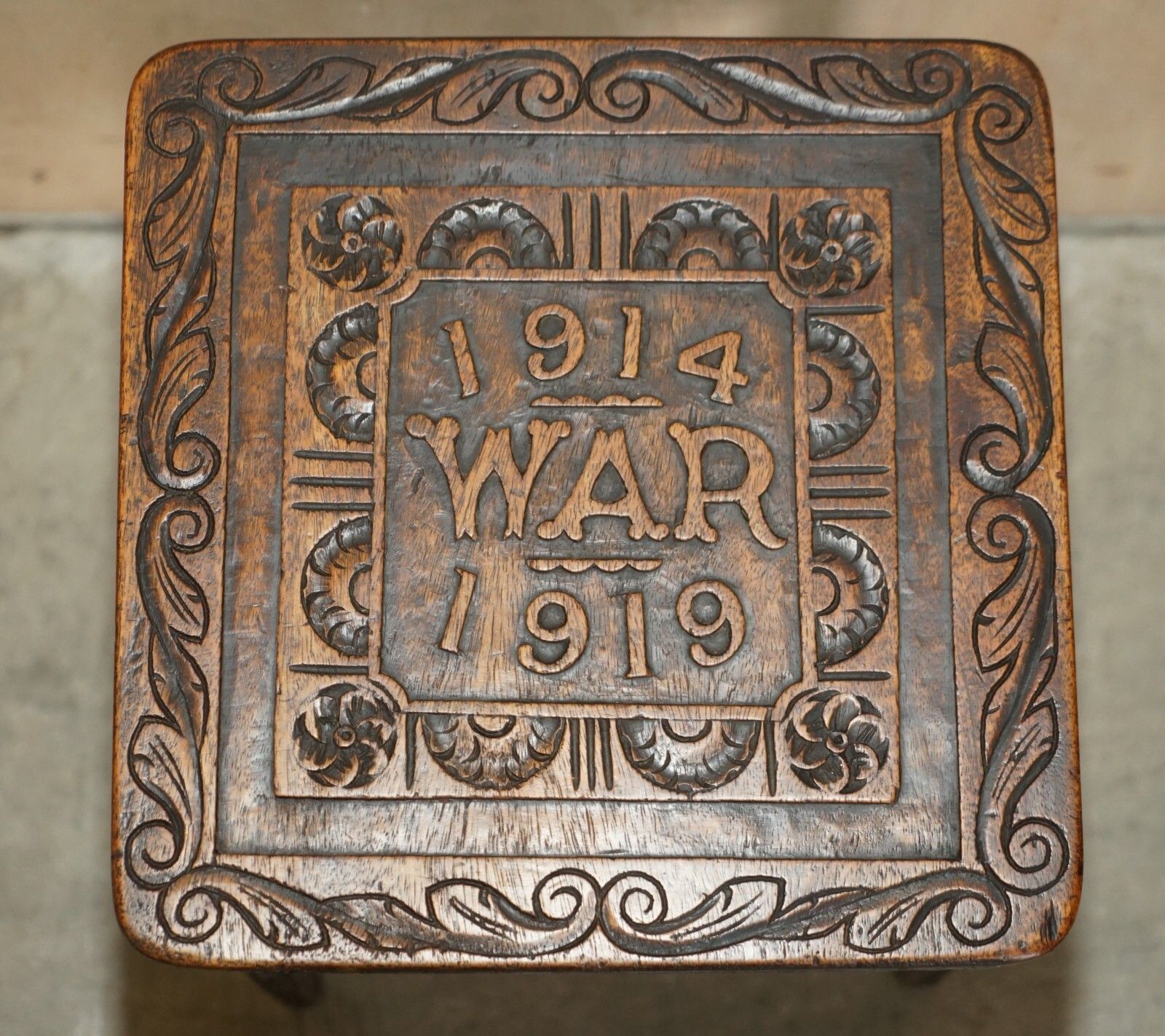 Hand Carved 1914 1919 Wwi Side Table Must See Pictures One Of A Kind Piece photo 1750.0