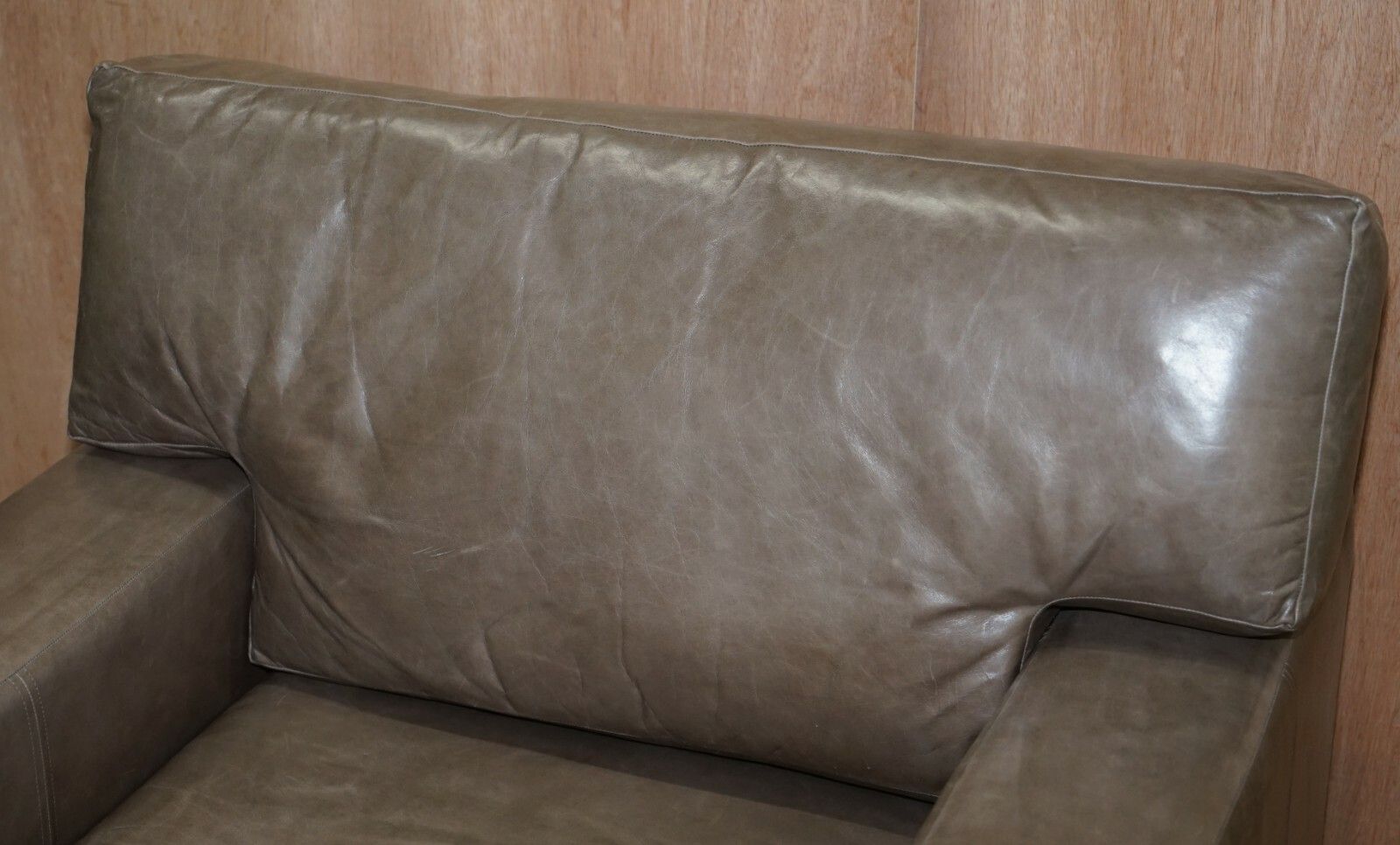 photo for sale Luxury Pair Of Very Large Contemporary Grey Leather Armchairs Or Love Seats