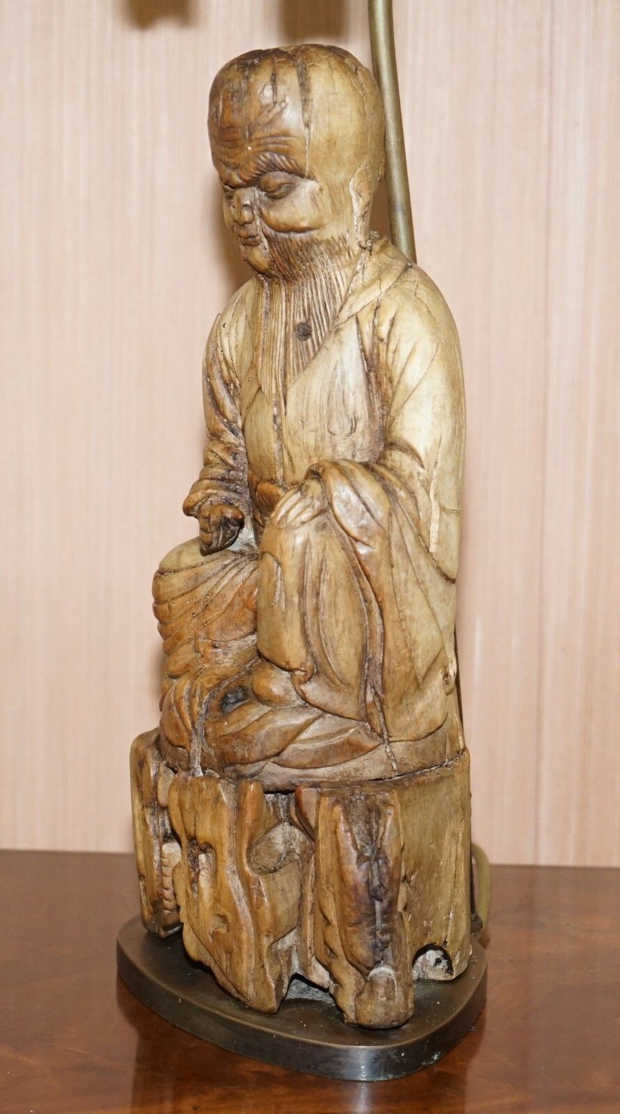 Very Rare Circa 1780 1800 Chinese Rootwood Carved Statue Of Buddha Table Lamp photo 1850.0