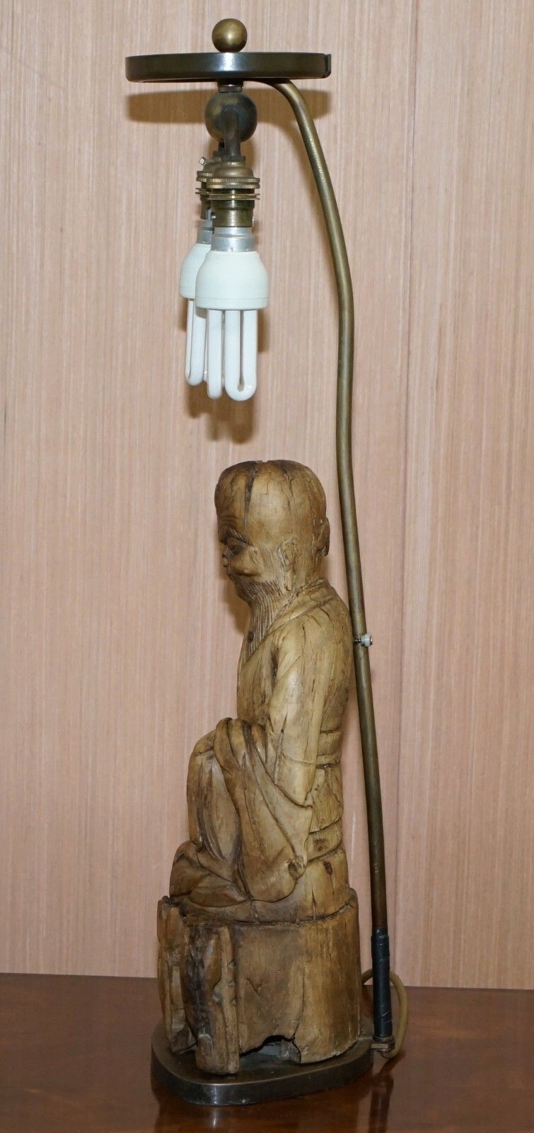 photo furniture Very Rare Circa 1780 1800 Chinese Rootwood Carved Statue Of Buddha Table Lamp
