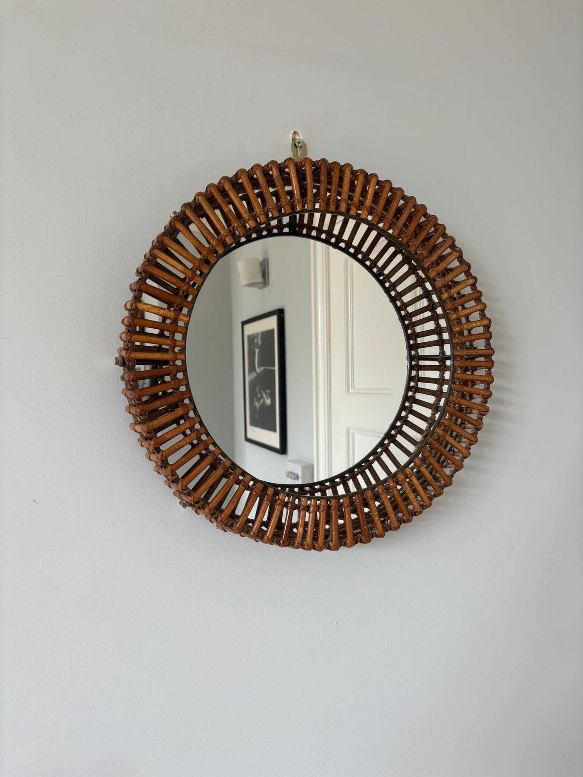 Vintage Umbra 1990s Matt Carr Franco Albini Rattan Mirror photo furniture
