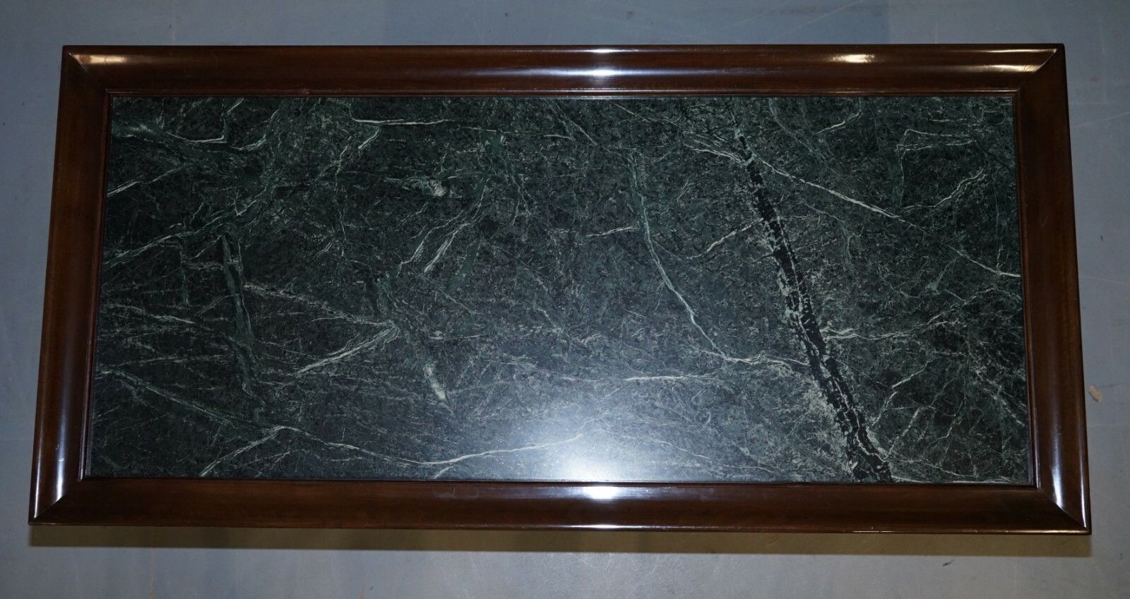 Large And Ornate Green Marble, Mahogany & Gold Gilt Eagle Coffee Cocktail Table photo for sale