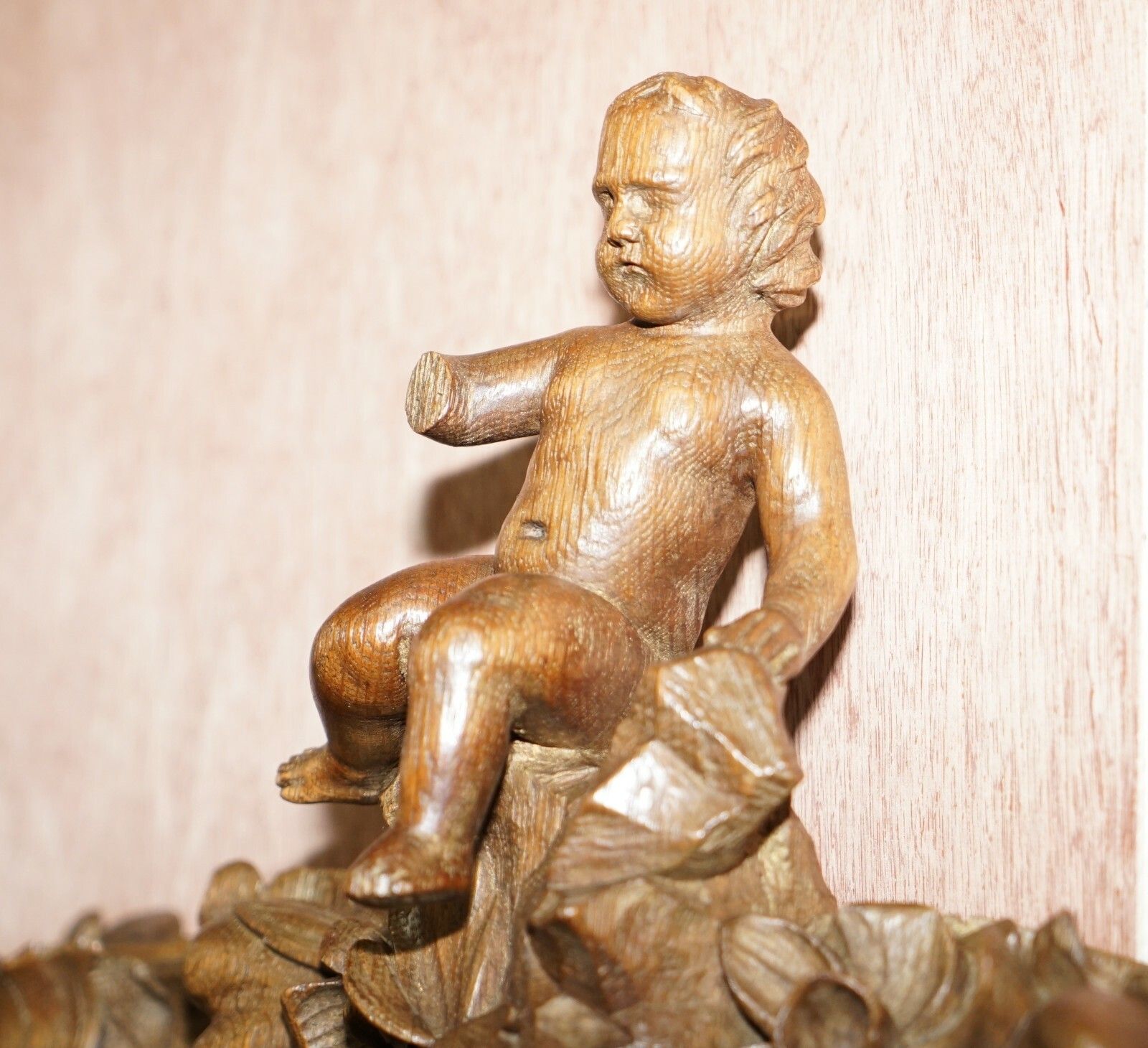 Rare Original 18th Century Ornately Carved Frame Wall Mirror With Cherub Boy photo Home Decor