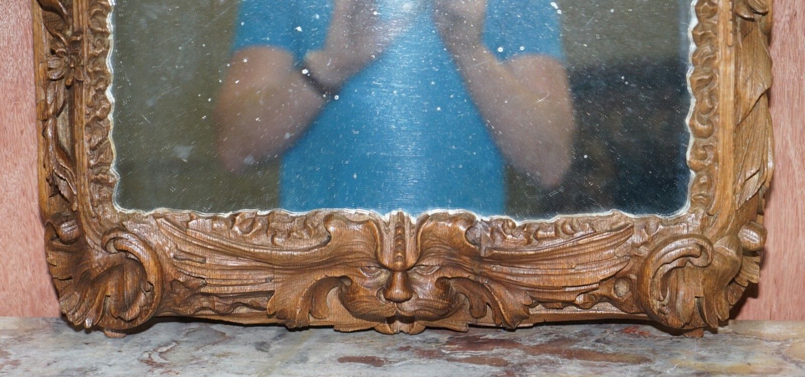 Rare Original 18th Century Ornately Carved Frame Wall Mirror With Cherub Boy photo buy
