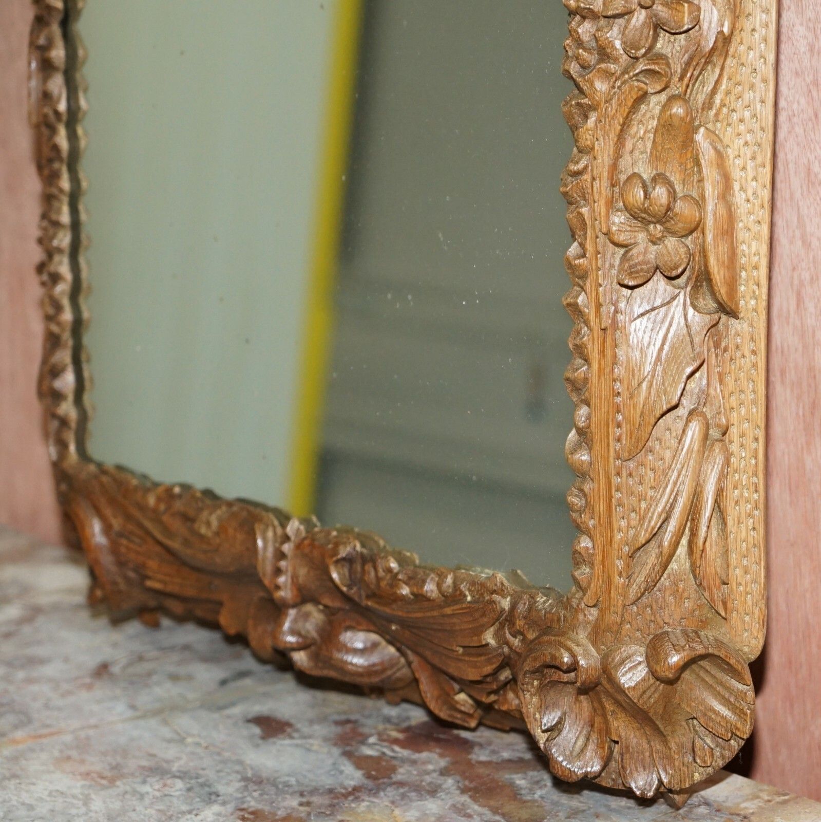 photo furniture Rare Original 18th Century Ornately Carved Frame Wall Mirror With Cherub Boy