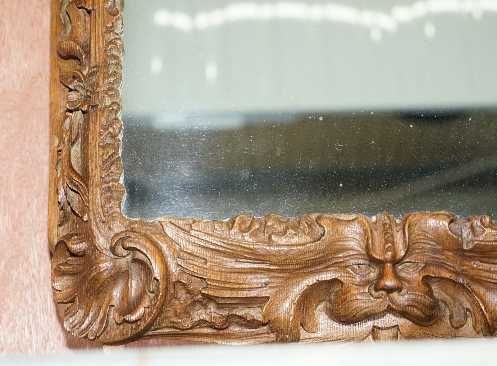 Home Decor Rare Original 18th Century Ornately Carved Frame Wall Mirror With Cherub Boy photo