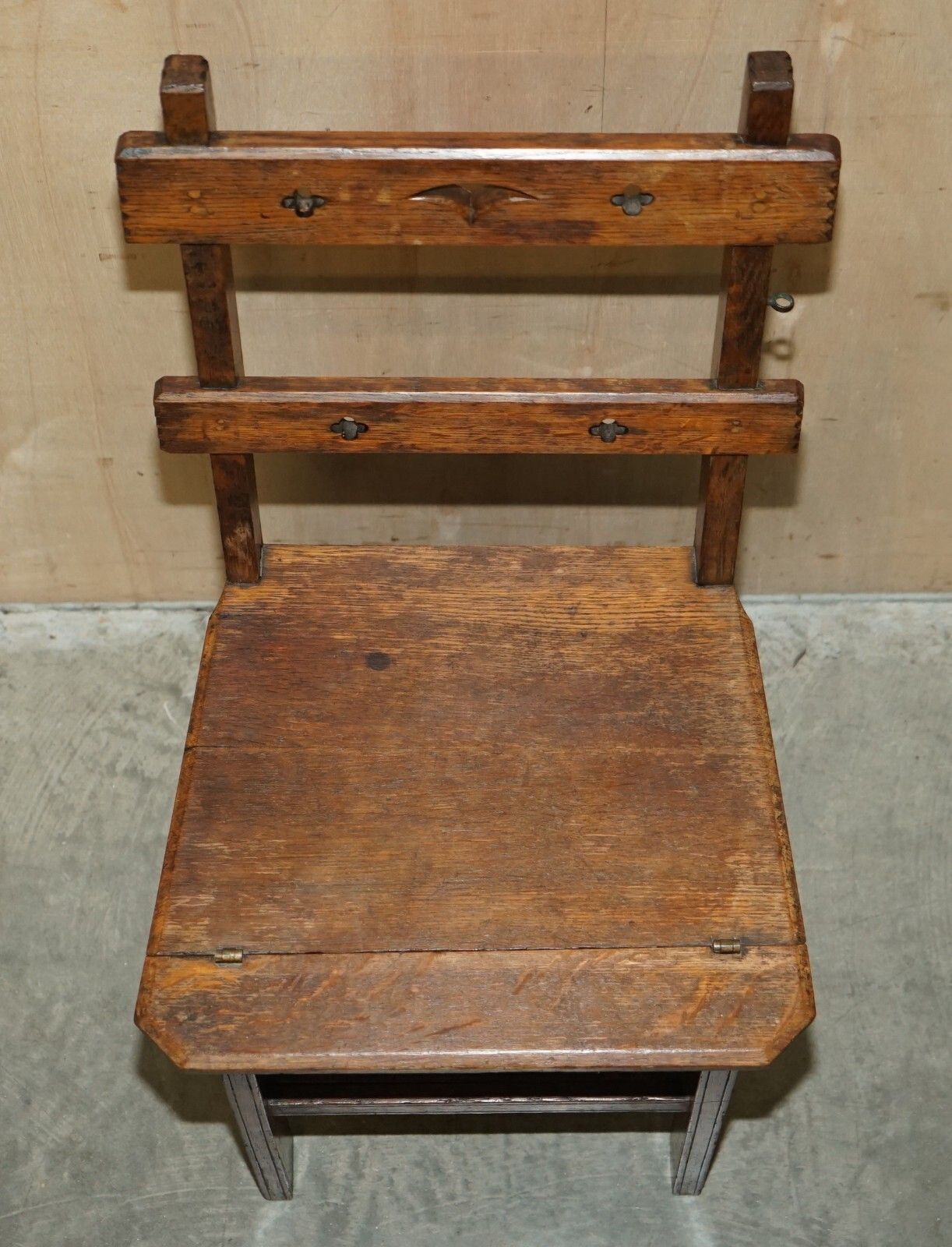 photo for sale Antique 1880 Arts & Crafts Metamorphic Library Steps Original Carpet Upholstery