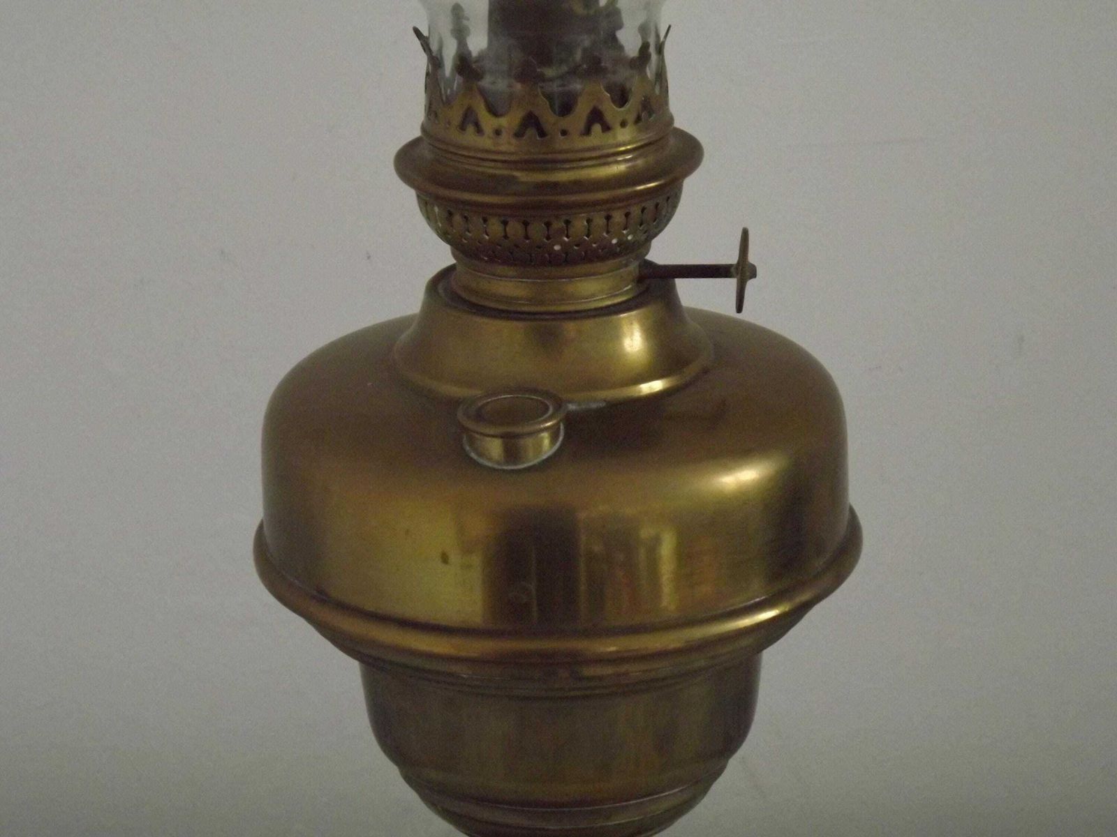 French Antique L & B Marque Brass Oil Lantern With Clear Glass Funnel. French Antique Lighting. Brass Oil Lantern. Brass Kerosene Lamp. photo 140.0