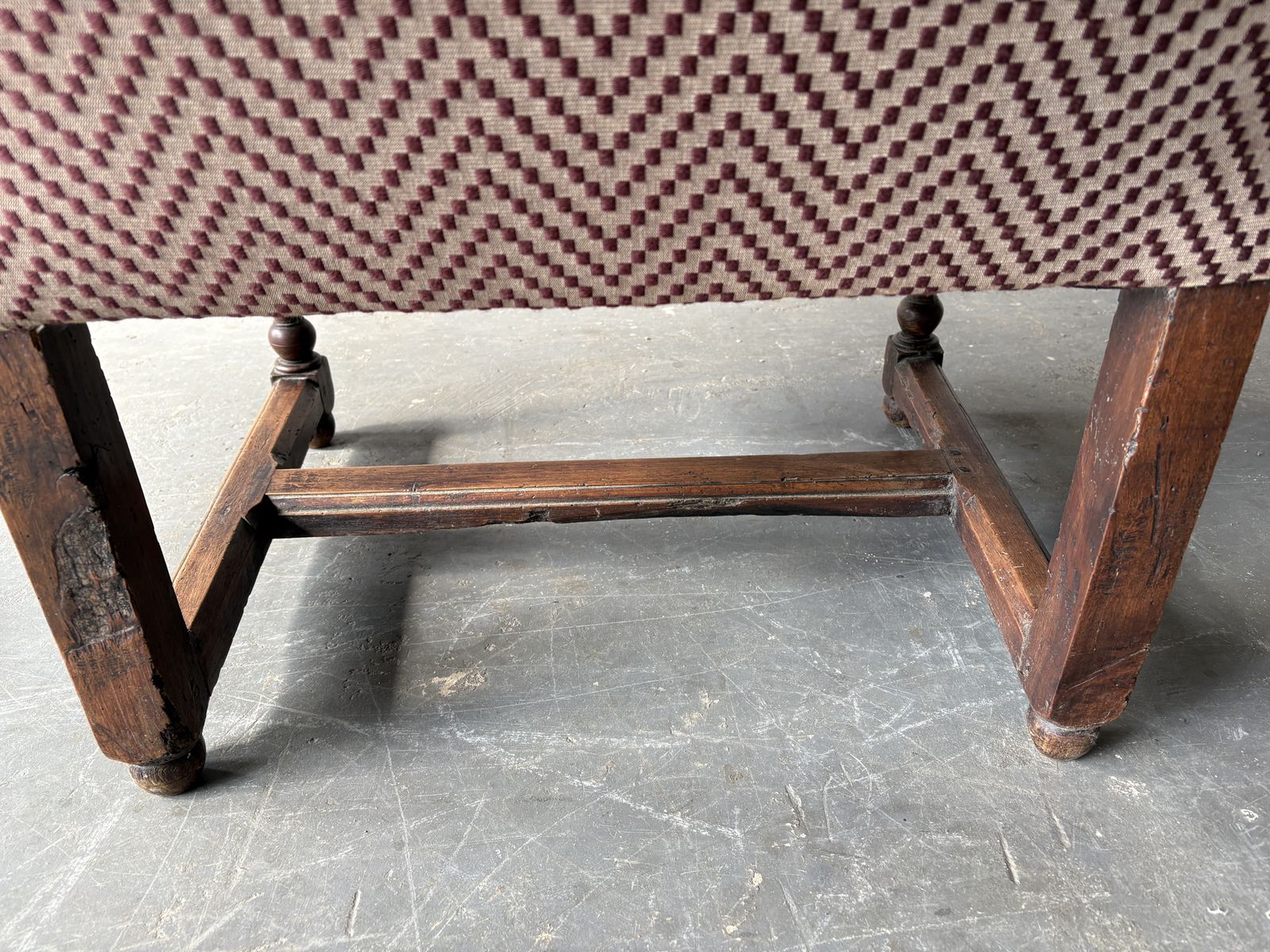 Antique Mahogany Library Chair In Geometic Woven Fabric photo buy