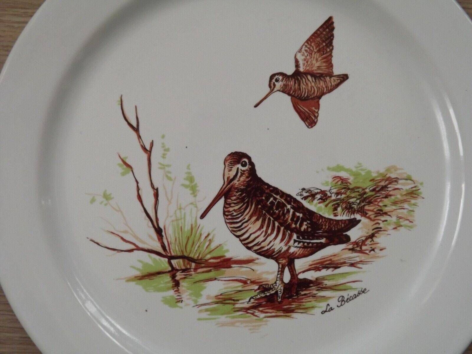Lot de 6 assiettes plates blanches Henkel à motifs d'animaux et d'oiseaux   Vaisselle vintage. Assiettes à motifs d'animaux et d'oiseaux. Assiettes Henkel. photo Décoration