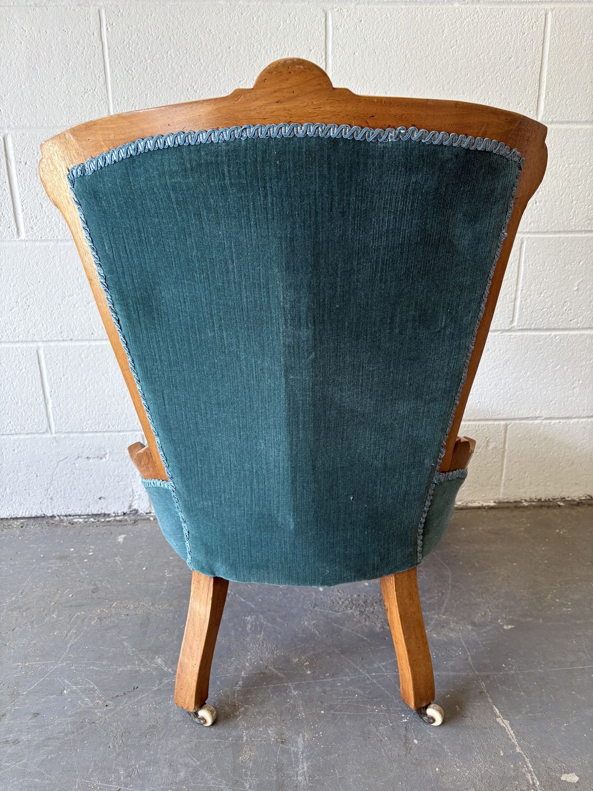 Victorian Buttoned Back Nursing Chair With Carved Detail photo vinterior