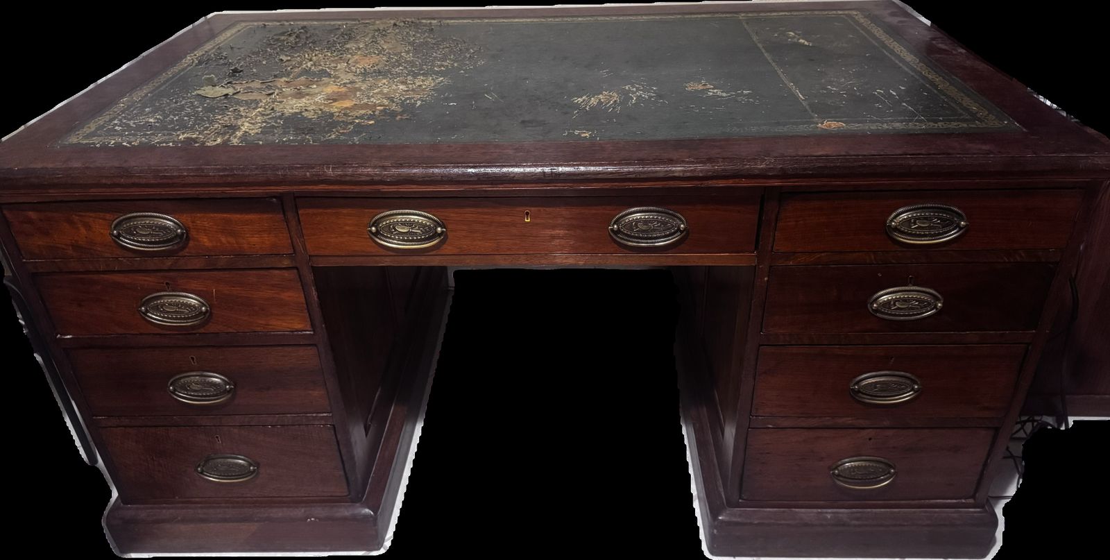 Victorian Mahogany Pedestal Desk By S.J. Waring & Co. (C.1880) photo Furniture