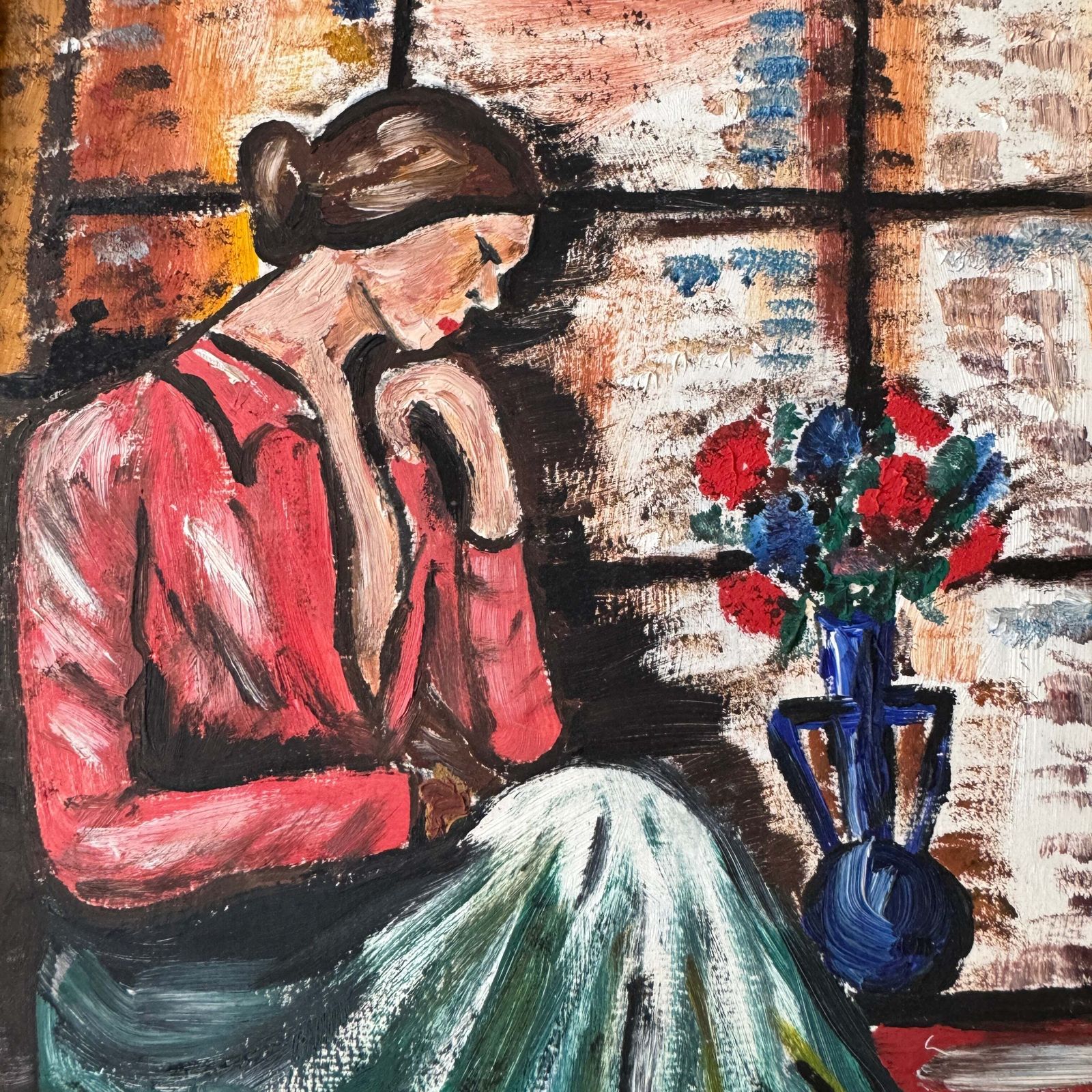 A Moment Within. Vintage Swedish Oil Painting 1977. photo for sale