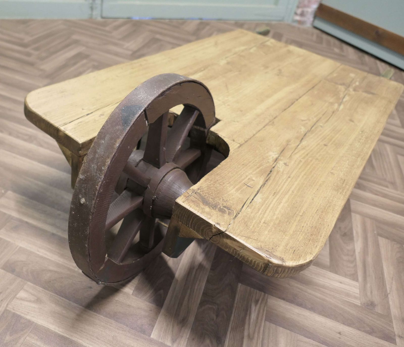 Quirky Designer Coffee Table From A Country Pine Wheelbarrow photo vinterior