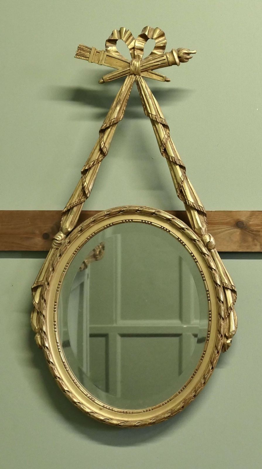Louisxvi Style Gilt Ribbon And Bow Mirror Oval Mirror photo furniture