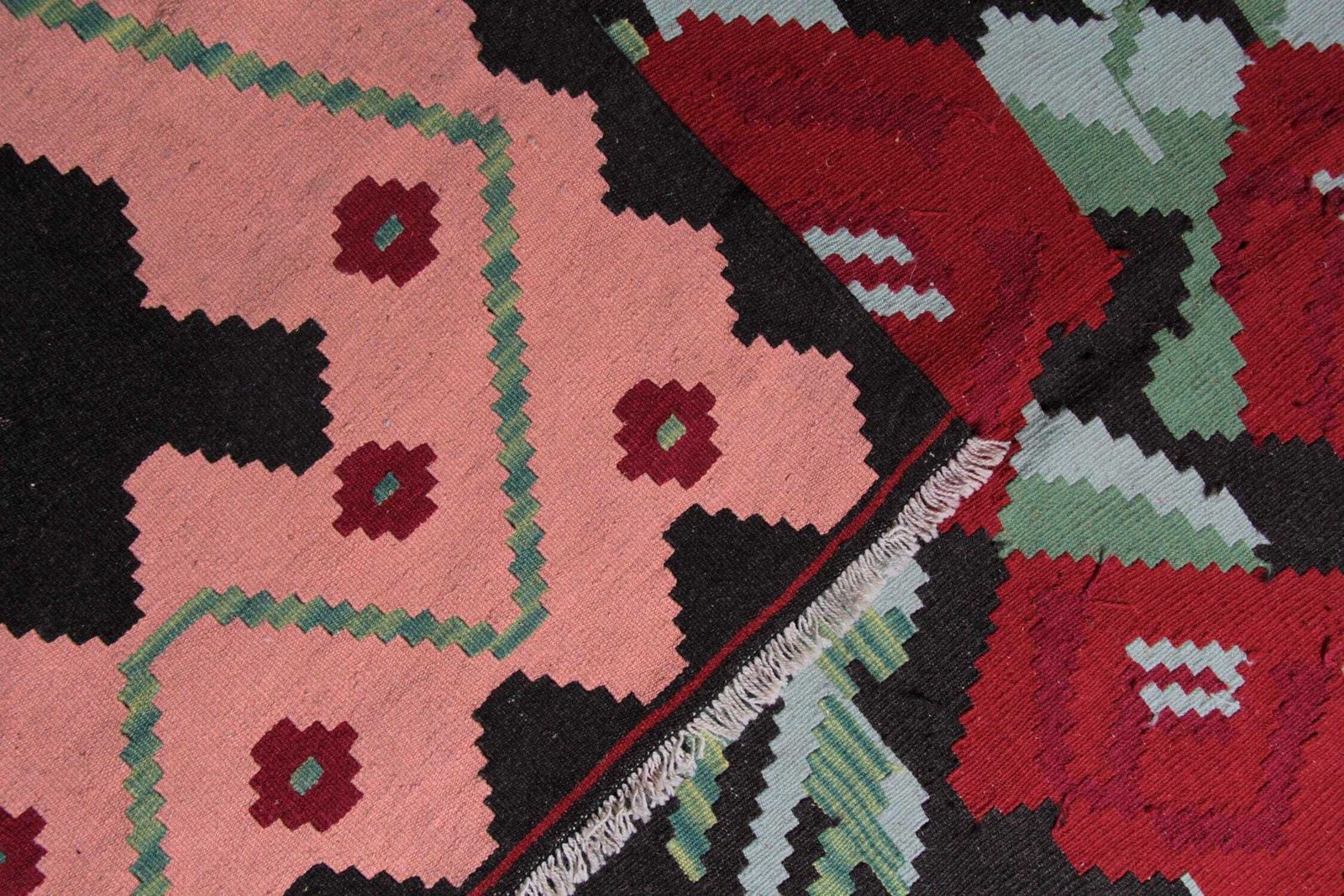 1940s Moldavian Kilim Rug: Large Floral Wool Flatweave, Oriental Folk Art (306x242cm photo buy