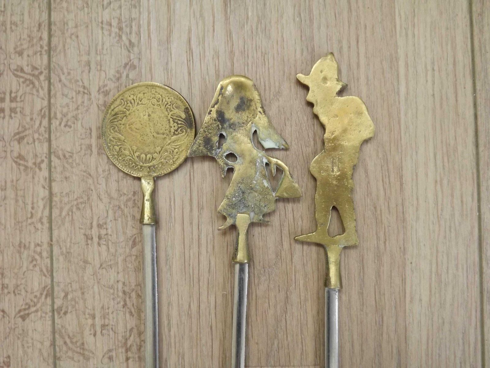 Set Of 6 Turkish Decorative Brass And Inox Kebab Skewers/ Barbecue Skewers.Assorted Design Barbecure Skewers. Meat Skewers. Cooking Utensils photo vinterior