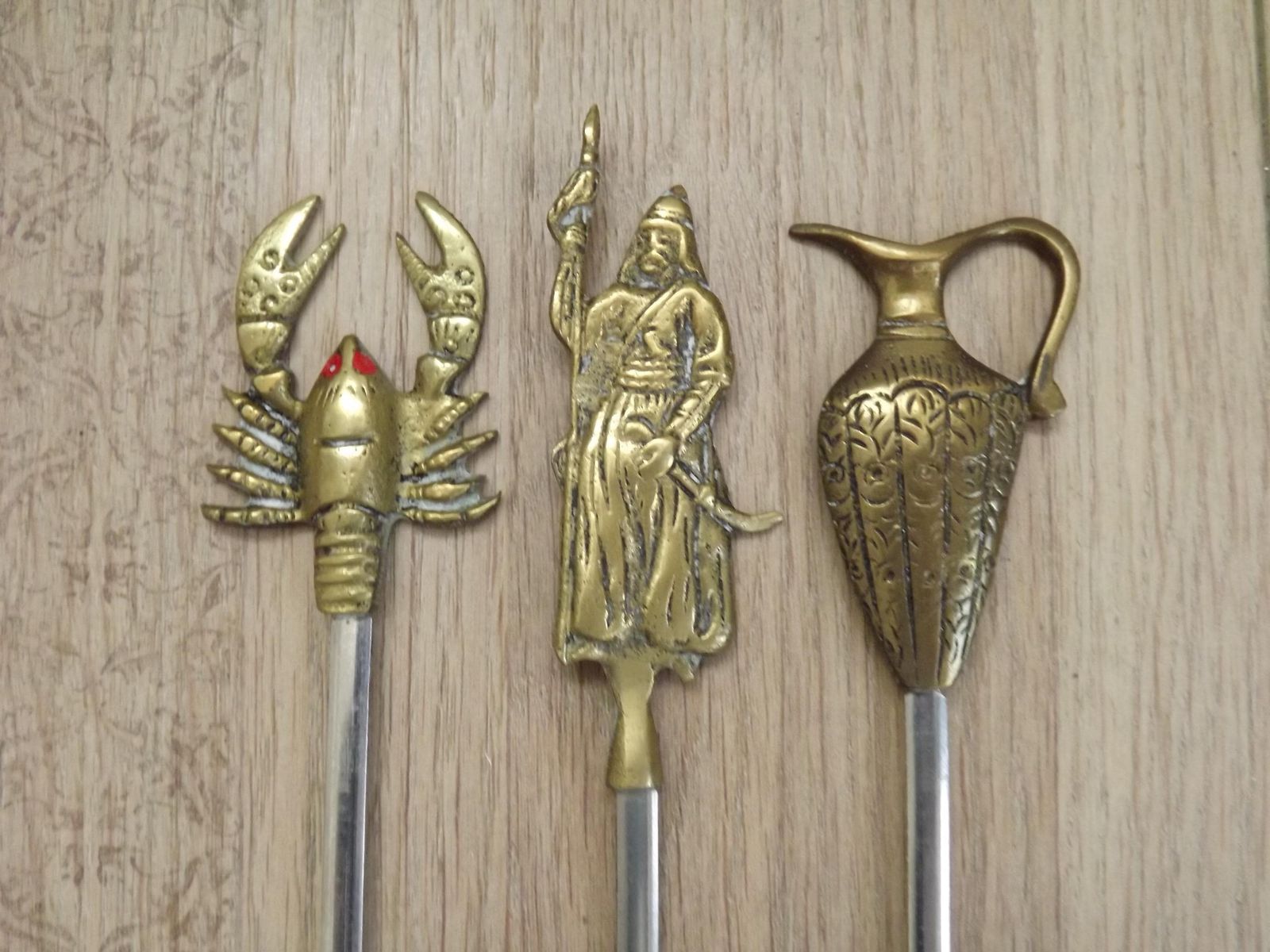 Set Of 6 Turkish Decorative Brass And Inox Kebab Skewers/ Barbecue Skewers.Assorted Design Barbecure Skewers. Meat Skewers. Cooking Utensils photo buy