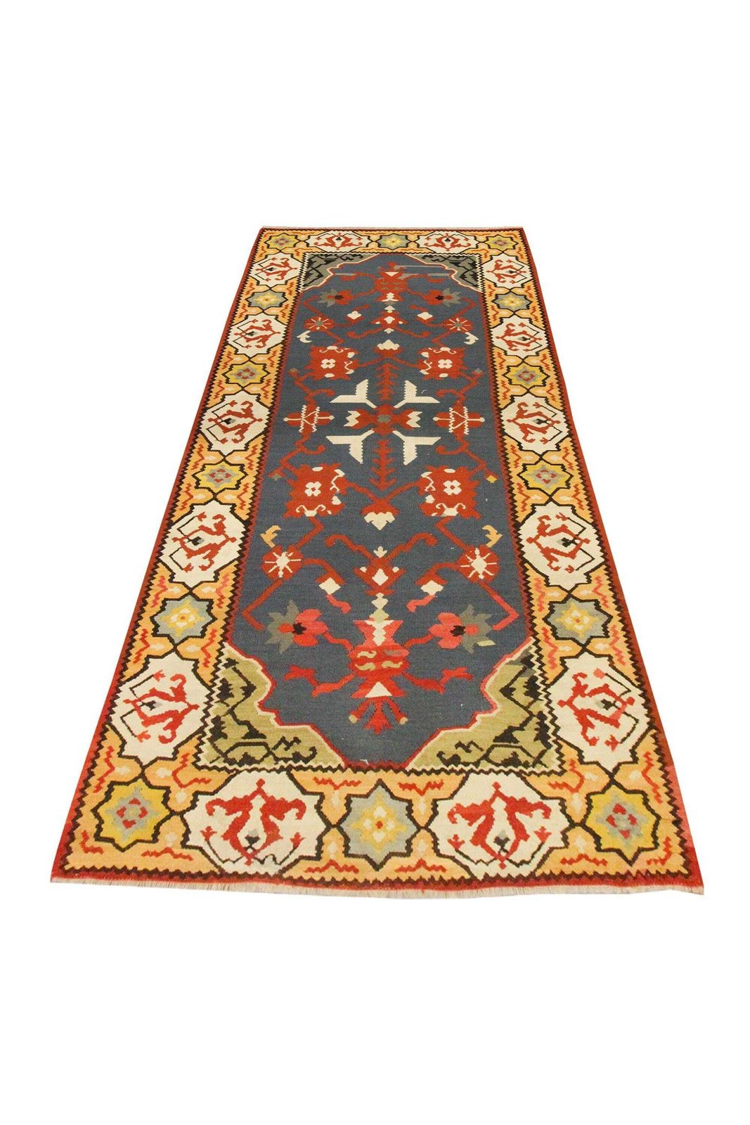 Antique Balkan Kilim Runner Handmade Wool Flatweave Carpet For Entryway Rug 210 × 95 Cm photo buy